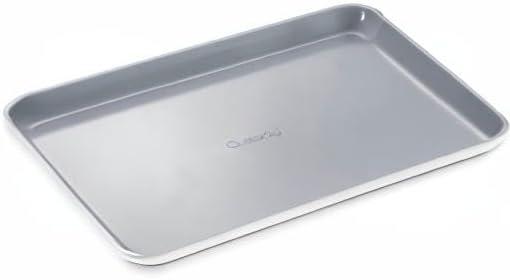 imageCaraway NonStick Ceramic Baking Sheet Naturally Slick Ceramic Coating NonToxic PTFE amp PFOA Free Perfect for Baking Roasting and More Large 18 x 13 GrayWhite
