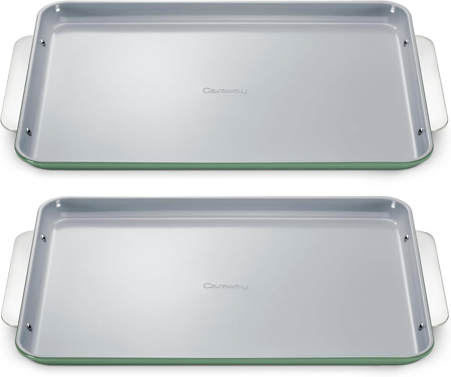 imageCaraway NonStick Ceramic Baking Sheet Naturally Slick Ceramic Coating NonToxic PTFE amp PFOA Free Perfect for Baking Roasting and More Large 18 x 13 GraySage