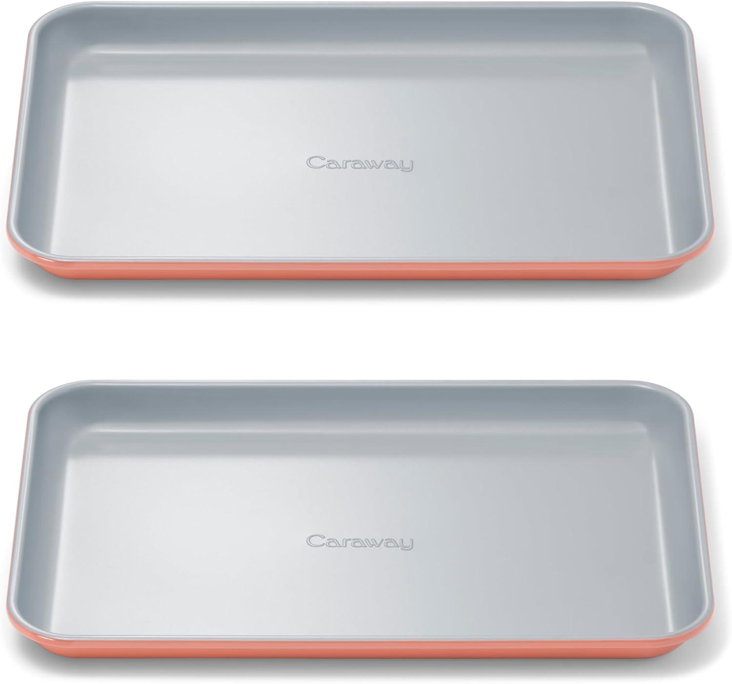 imageCaraway NonStick Ceramic Baking Sheet Naturally Slick Ceramic Coating NonToxic PTFE amp PFOA Free Perfect for Baking Roasting and More Large 18 x 13 GrayPerracotta