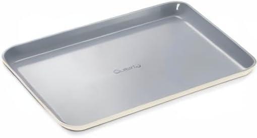 imageCaraway NonStick Ceramic Baking Sheet Naturally Slick Ceramic Coating NonToxic PTFE amp PFOA Free Perfect for Baking Roasting and More Large 18 x 13 GrayCream
