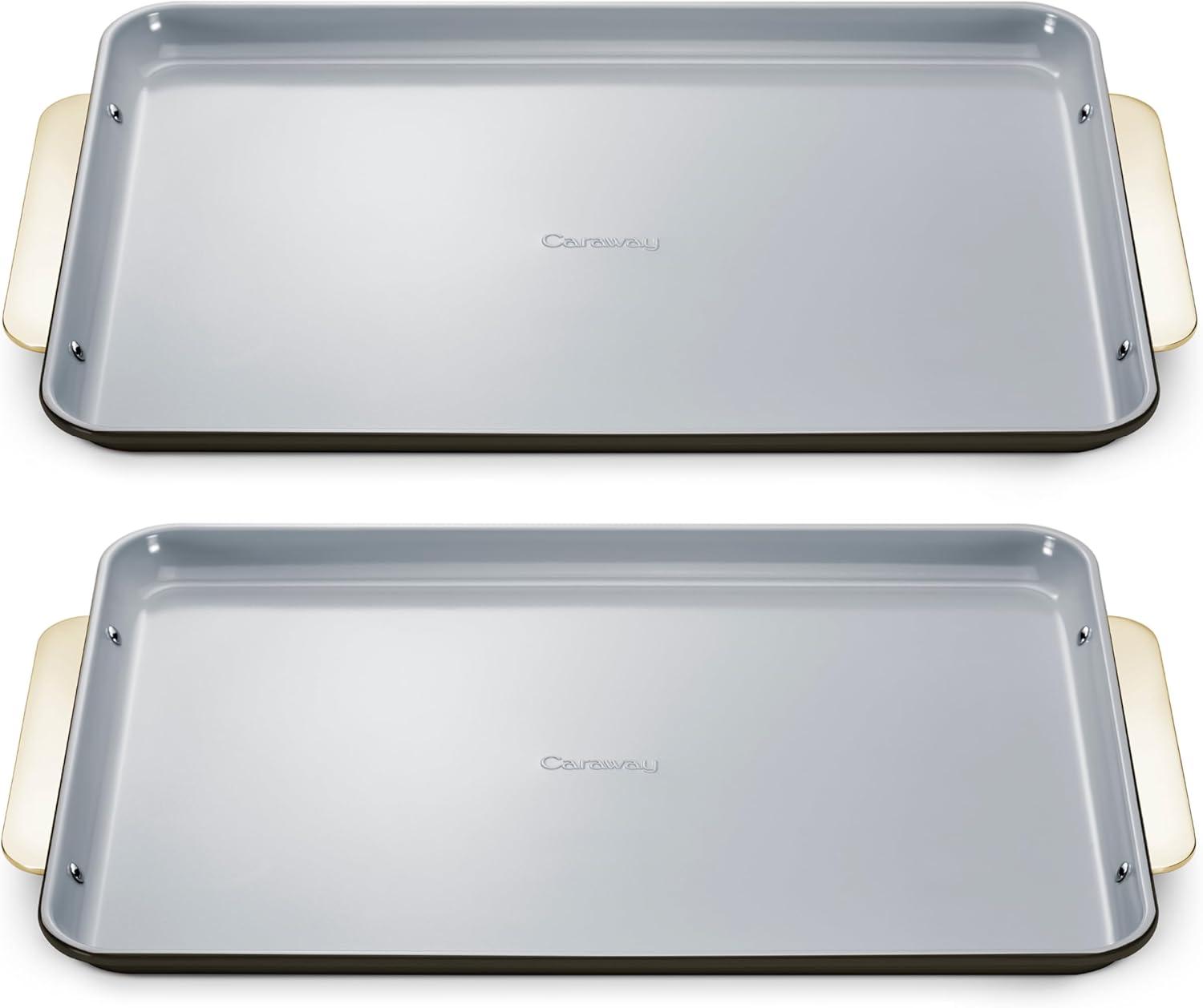 imageCaraway NonStick Ceramic Baking Sheet Naturally Slick Ceramic Coating NonToxic PTFE amp PFOA Free Perfect for Baking Roasting and More Large 18 x 13 GrayBlack