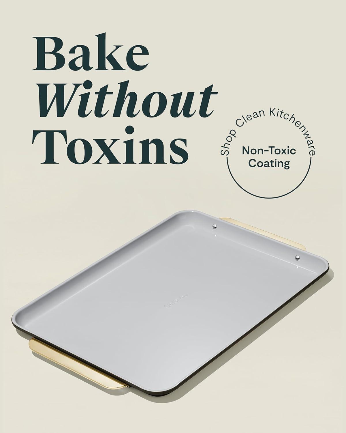 imageCaraway NonStick Ceramic Baking Sheet Naturally Slick Ceramic Coating NonToxic PTFE amp PFOA Free Perfect for Baking Roasting and More Large 18 x 13 GrayBlack