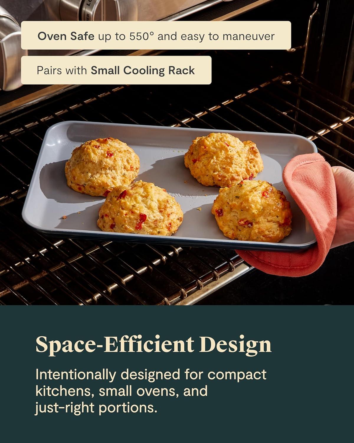 imageCaraway NonStick Ceramic Baking Sheet Naturally Slick Ceramic Coating NonToxic PTFE amp PFOA Free Perfect for Baking Roasting and More Large 18 x 13 GrayMarigold