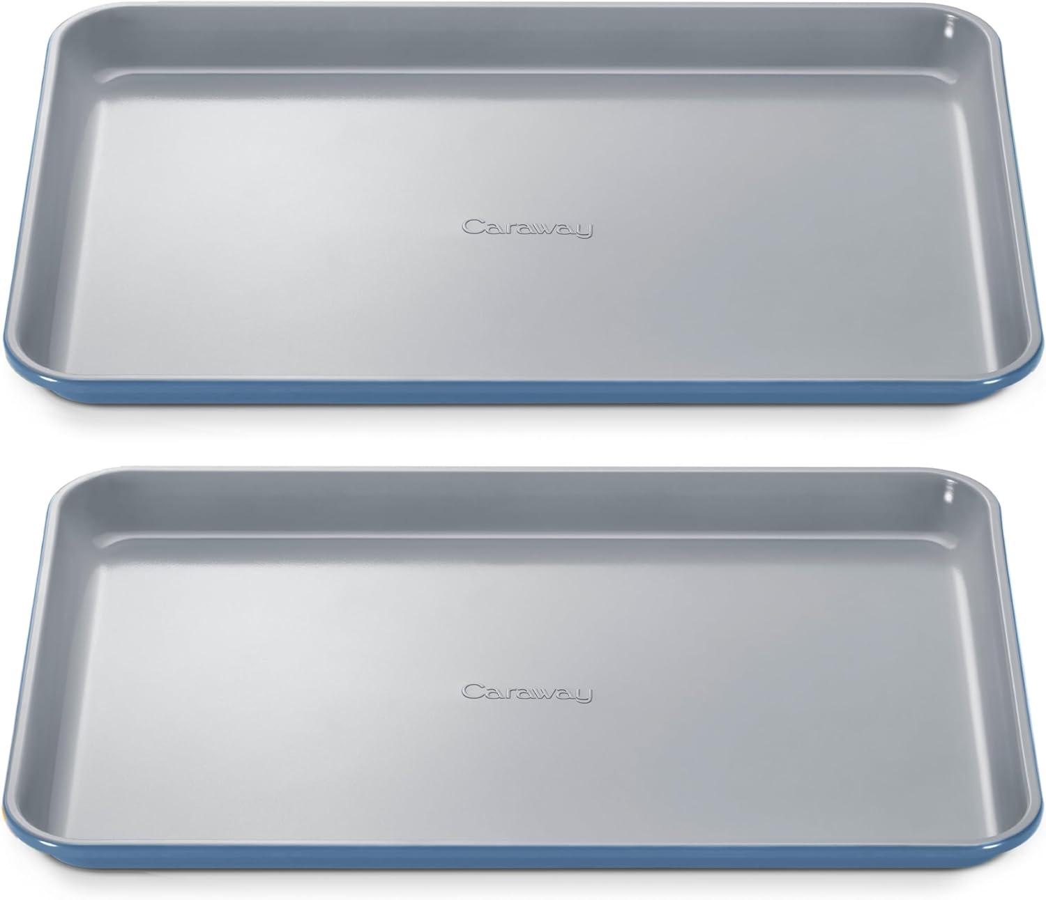 imageCaraway NonStick Ceramic Baking Sheet Naturally Slick Ceramic Coating NonToxic PTFE amp PFOA Free Perfect for Baking Roasting and More Large 18 x 13 GraySlate