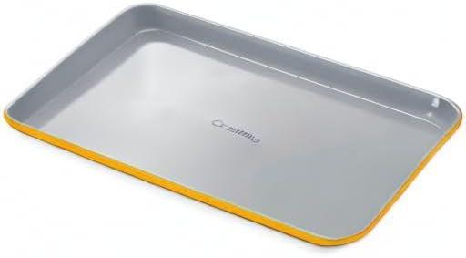 imageCaraway NonStick Ceramic Baking Sheet Naturally Slick Ceramic Coating NonToxic PTFE amp PFOA Free Perfect for Baking Roasting and More Large 18 x 13 GrayMarigold