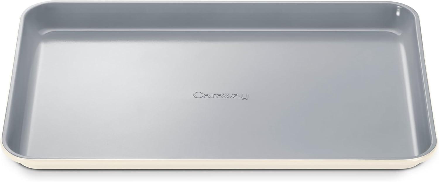imageCaraway NonStick Ceramic Baking Sheet Naturally Slick Ceramic Coating NonToxic PTFE amp PFOA Free Perfect for Baking Roasting and More Large 18 x 13 GrayCream