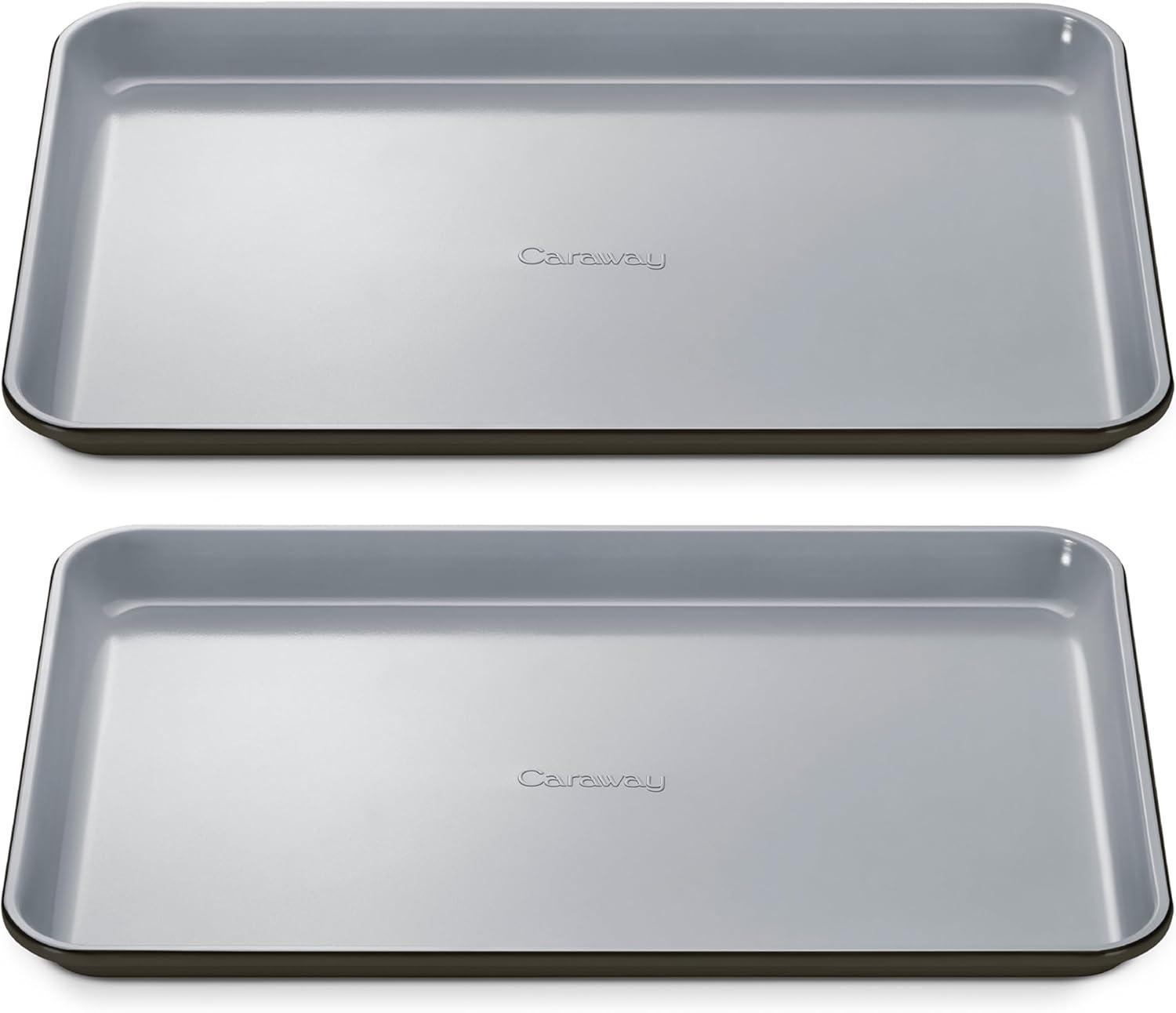imageCaraway NonStick Ceramic Baking Sheet Naturally Slick Ceramic Coating NonToxic PTFE amp PFOA Free Perfect for Baking Roasting and More Large 18 x 13 GrayBlack