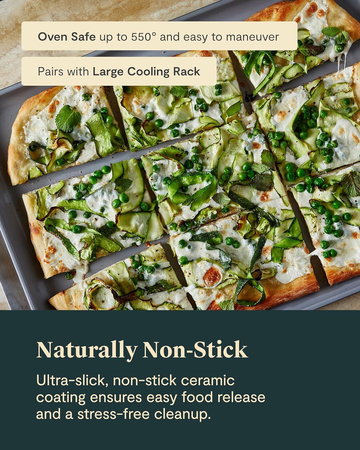 imageCaraway NonStick Ceramic Baking Sheet Naturally Slick Ceramic Coating NonToxic PTFE amp PFOA Free Perfect for Baking Roasting and More Large 18 x 13 GrayPerracotta