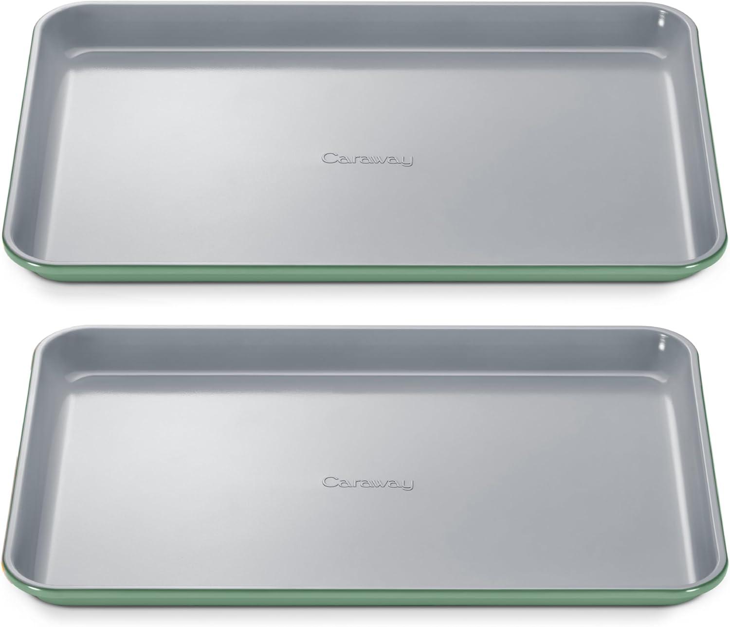 imageCaraway NonStick Ceramic Baking Sheet Naturally Slick Ceramic Coating NonToxic PTFE amp PFOA Free Perfect for Baking Roasting and More Large 18 x 13 GraySage