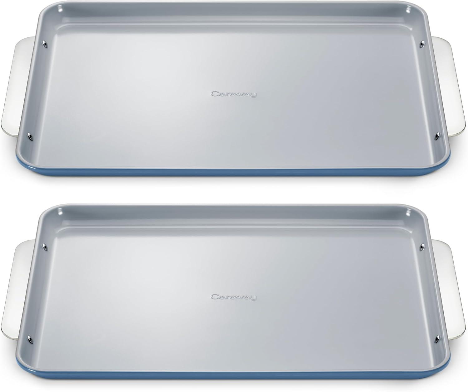 imageCaraway NonStick Ceramic Baking Sheet Naturally Slick Ceramic Coating NonToxic PTFE amp PFOA Free Perfect for Baking Roasting and More Large 18 x 13 GraySlate