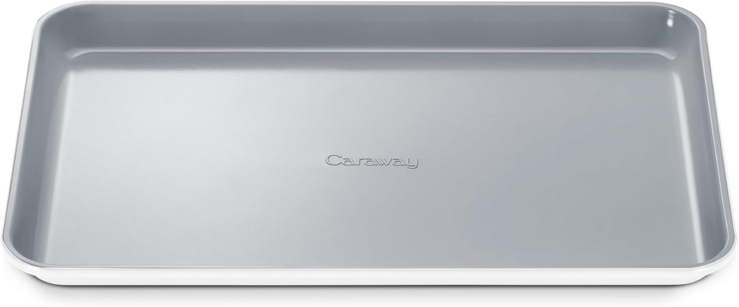 imageCaraway NonStick Ceramic Baking Sheet Naturally Slick Ceramic Coating NonToxic PTFE amp PFOA Free Perfect for Baking Roasting and More Large 18 x 13 GrayWhite