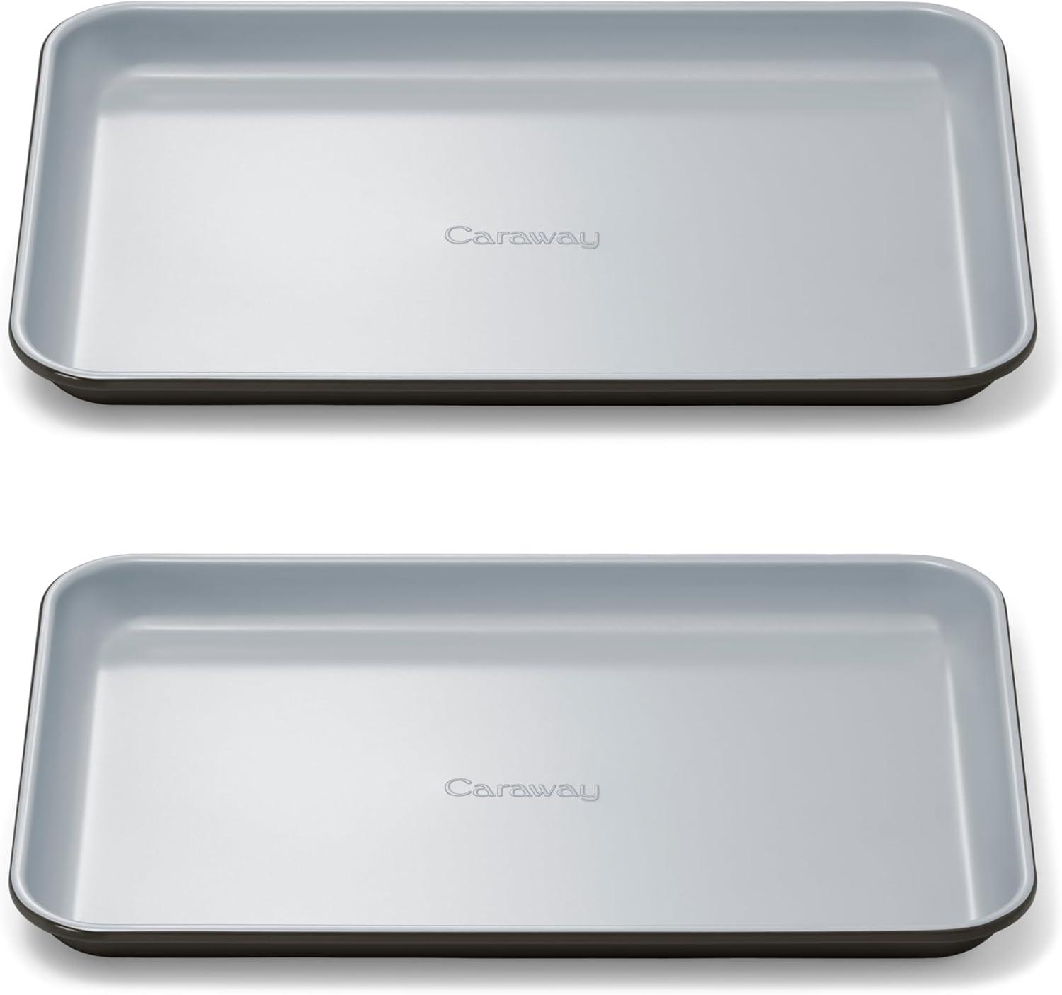 imageCaraway NonStick Ceramic Baking Sheet Naturally Slick Ceramic Coating NonToxic PTFE amp PFOA Free Perfect for Baking Roasting and More Large 18 x 13 GrayBlack