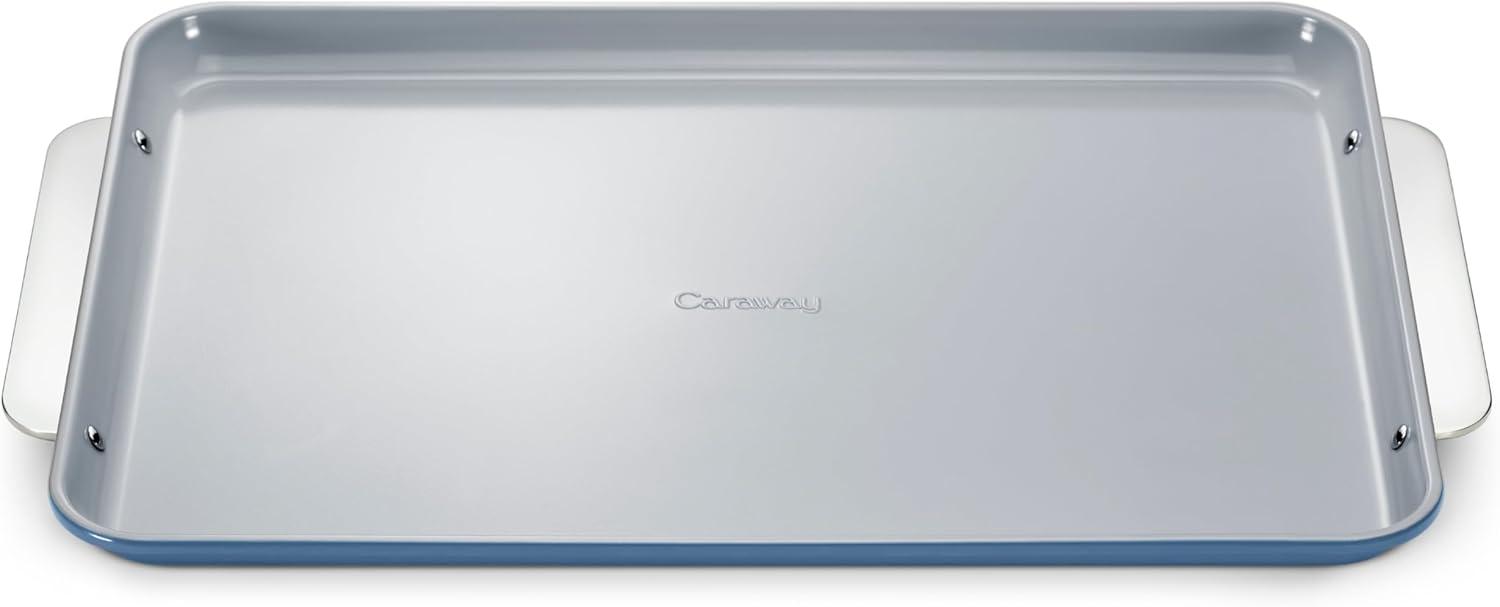 imageCaraway NonStick Ceramic Baking Sheet Naturally Slick Ceramic Coating NonToxic PTFE amp PFOA Free Perfect for Baking Roasting and More Large 18 x 13 GraySlate
