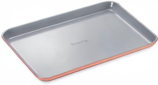 imageCaraway NonStick Ceramic Baking Sheet Naturally Slick Ceramic Coating NonToxic PTFE amp PFOA Free Perfect for Baking Roasting and More Large 18 x 13 GrayPerracotta