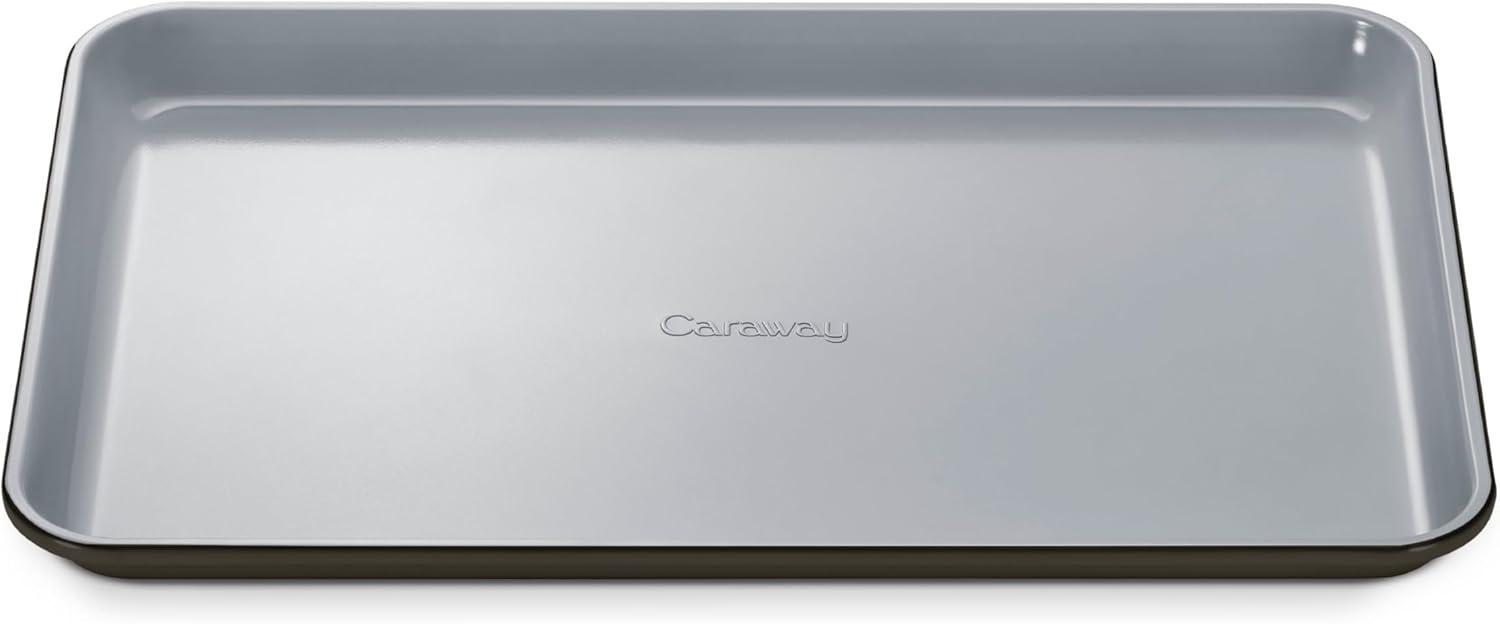 imageCaraway NonStick Ceramic Baking Sheet Naturally Slick Ceramic Coating NonToxic PTFE amp PFOA Free Perfect for Baking Roasting and More Large 18 x 13 GrayBlack