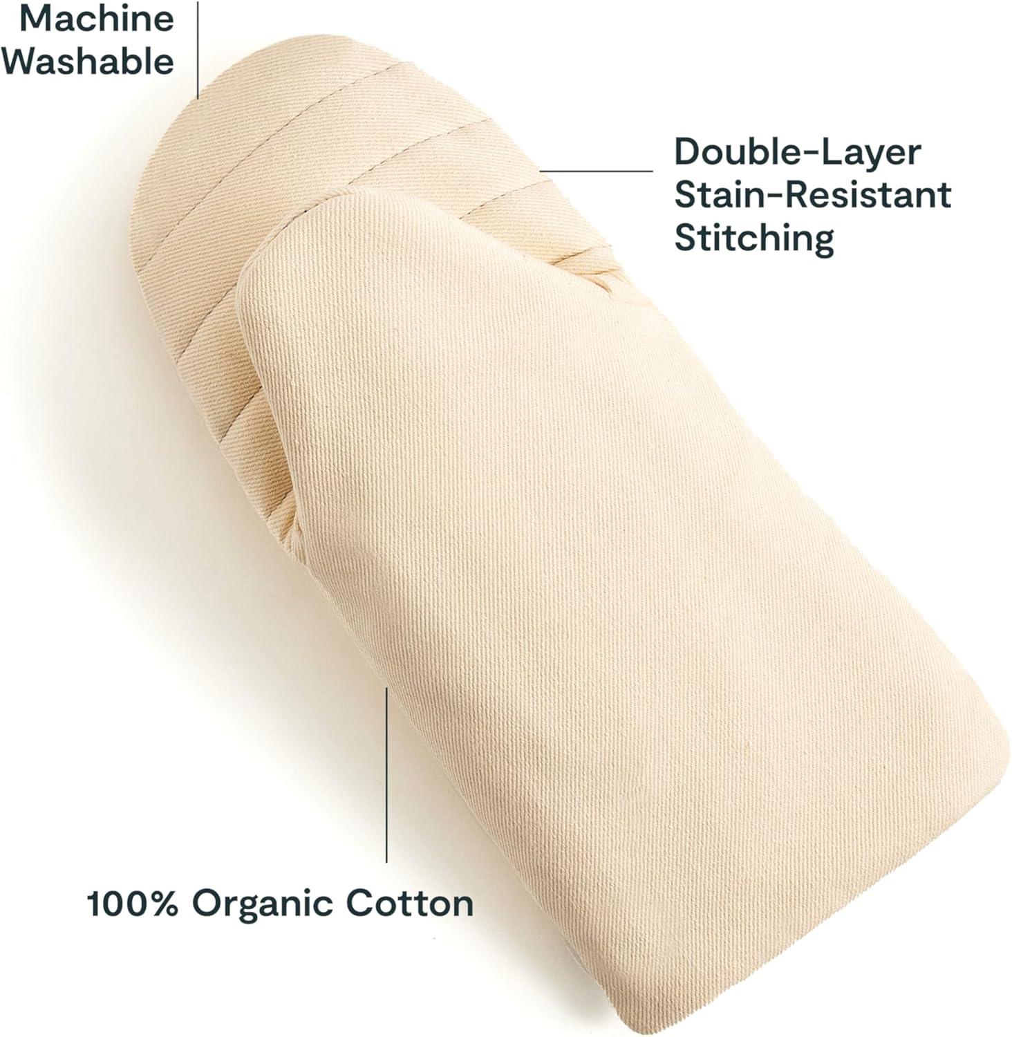 imageCaraway Oven Mitts 100 Organic Cotton Oven Mitt DoubleLayer amp StainResistant Stitching Safe Handling of Hot Kitchenware Set of 2 CreamCream