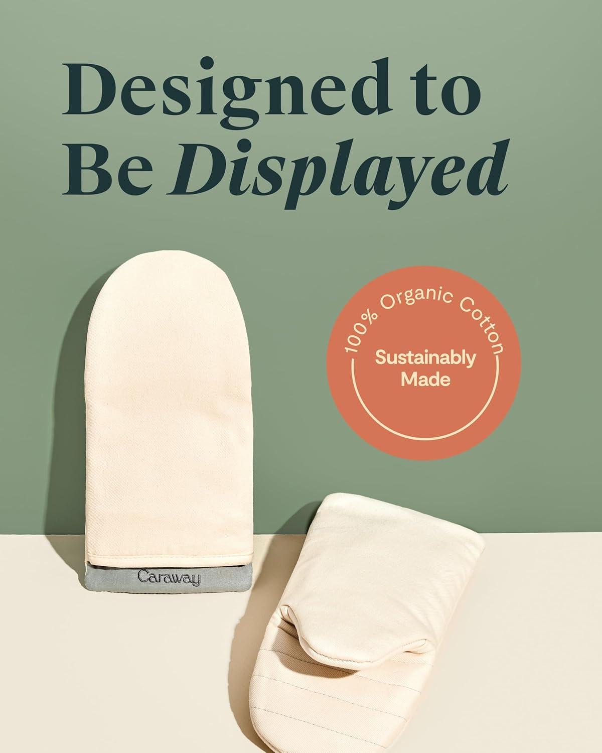 imageCaraway Oven Mitts 100 Organic Cotton Oven Mitt DoubleLayer amp StainResistant Stitching Safe Handling of Hot Kitchenware Set of 2 CreamCream