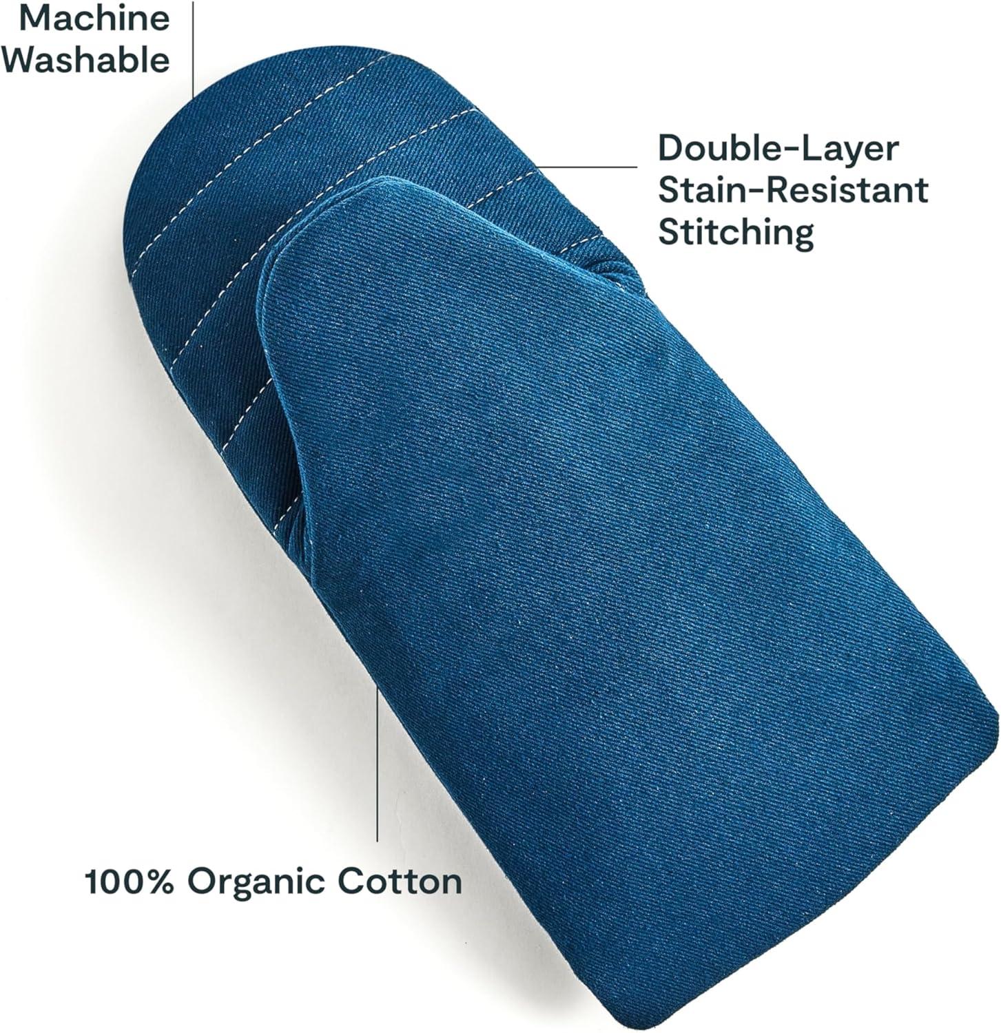 imageCaraway Oven Mitts 100 Organic Cotton Oven Mitt DoubleLayer amp StainResistant Stitching Safe Handling of Hot Kitchenware Set of 2 CreamNavy