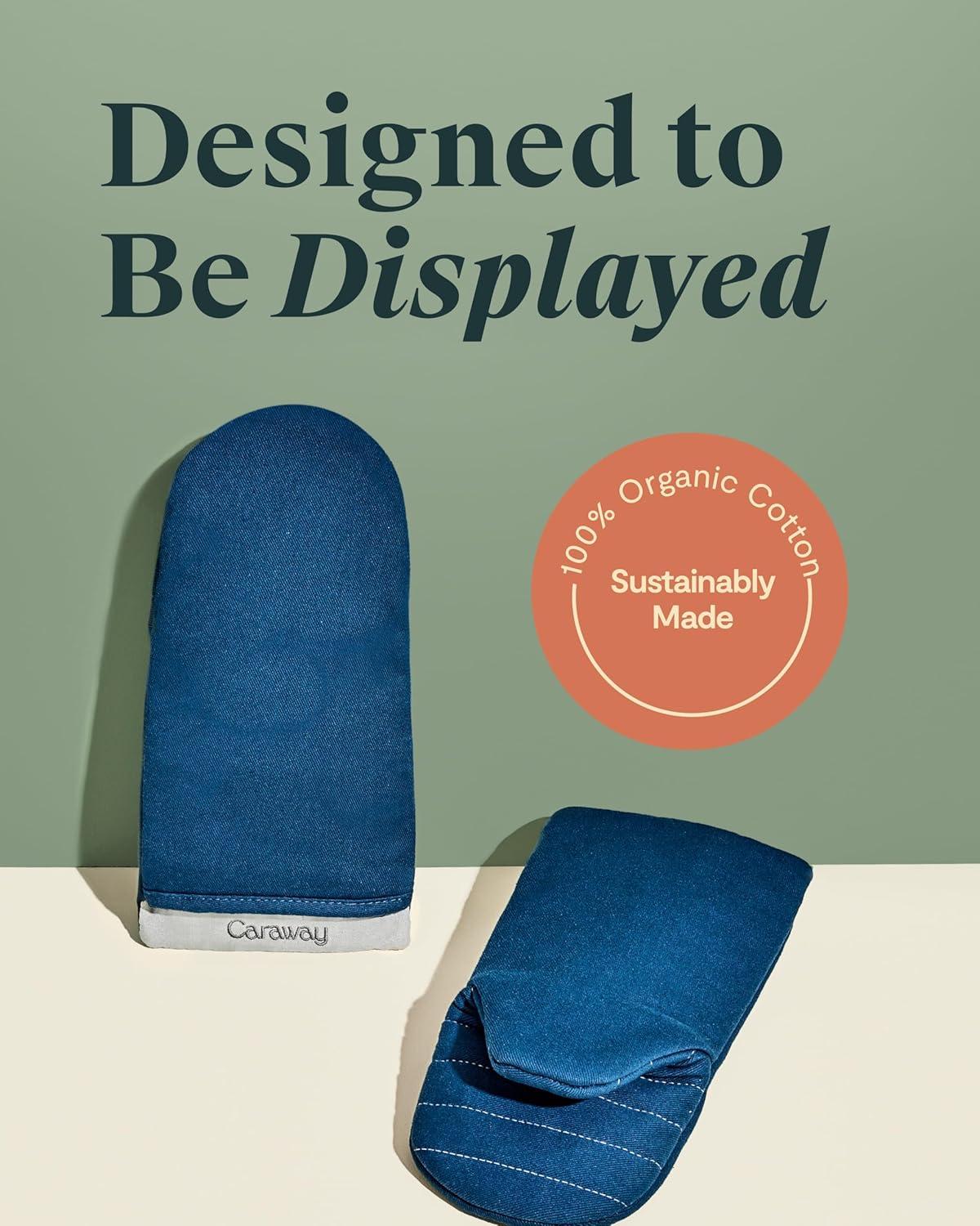 imageCaraway Oven Mitts 100 Organic Cotton Oven Mitt DoubleLayer amp StainResistant Stitching Safe Handling of Hot Kitchenware Set of 2 CreamNavy