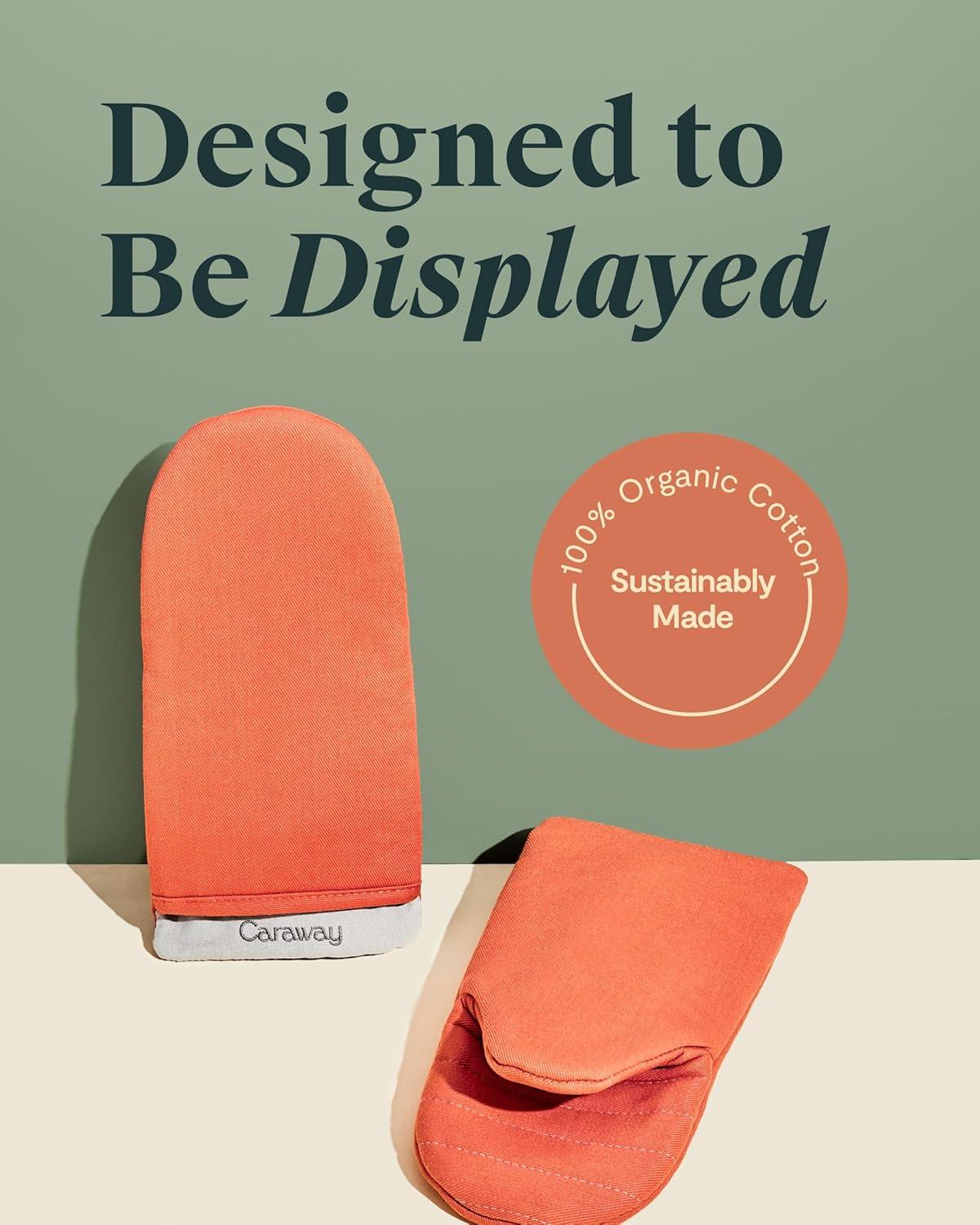 imageCaraway Oven Mitts 100 Organic Cotton Oven Mitt DoubleLayer amp StainResistant Stitching Safe Handling of Hot Kitchenware Set of 2 CreamPerracotta