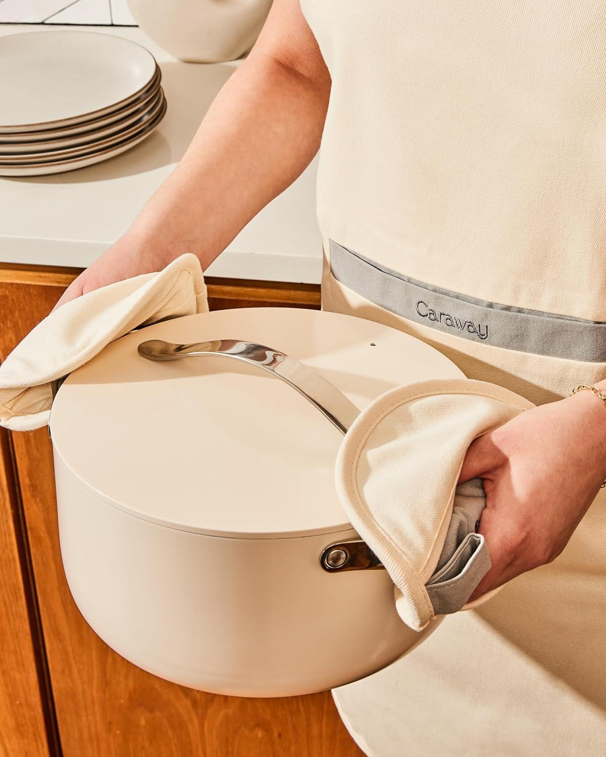 imageCaraway Pot Holders 100 Organic Cotton Pot Holder DoubleLayer Stain Resistant Stitching Resists High Heat amp Low Cold Temperatures Machine Washable CreamPerracotta