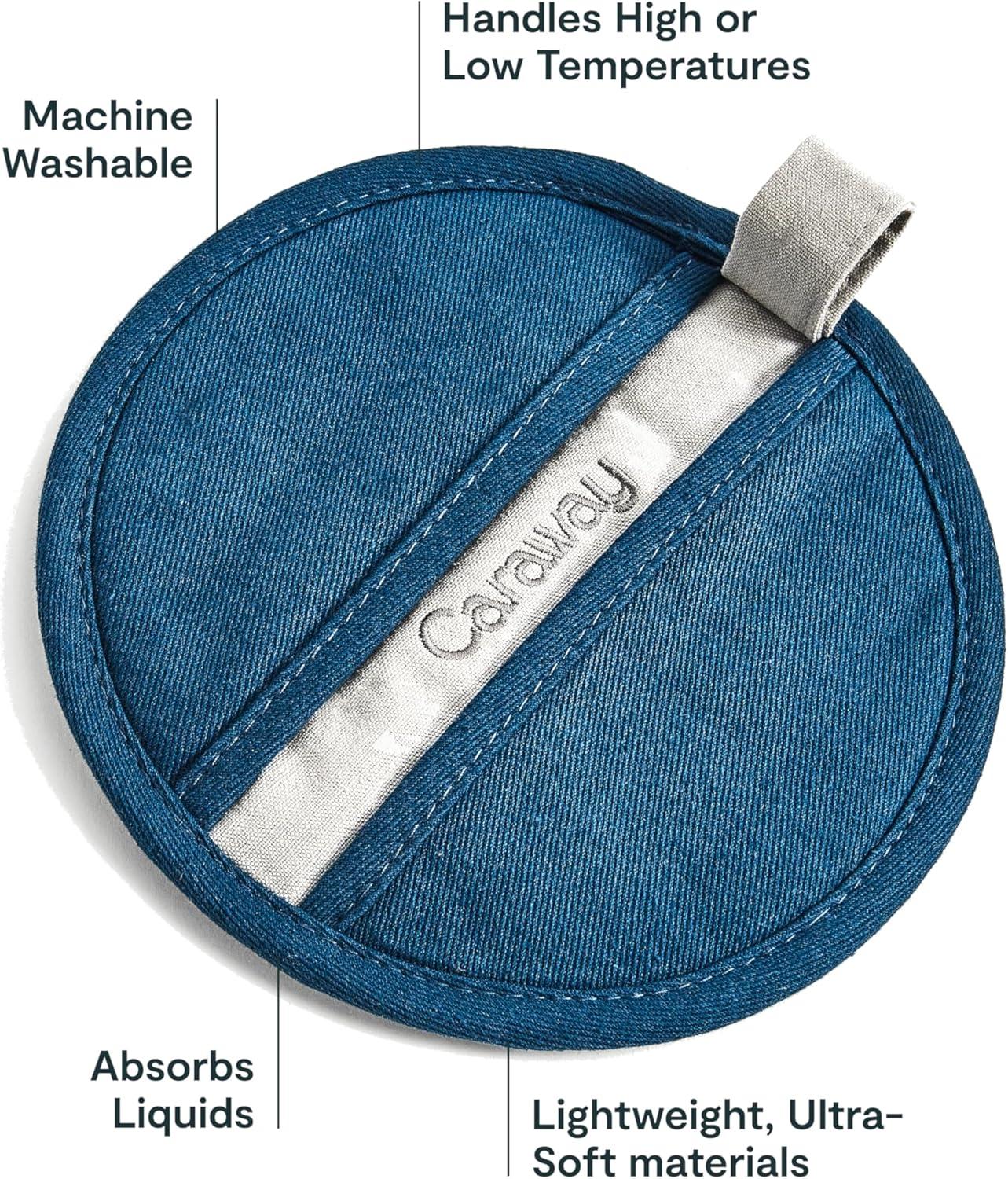 imageCaraway Pot Holders 100 Organic Cotton Pot Holder DoubleLayer Stain Resistant Stitching Resists High Heat amp Low Cold Temperatures Machine Washable CreamNavy