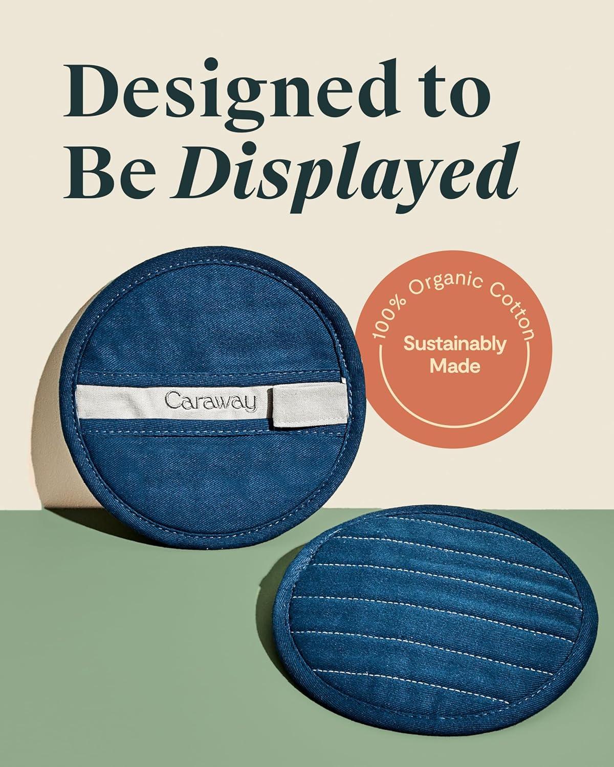 imageCaraway Pot Holders 100 Organic Cotton Pot Holder DoubleLayer Stain Resistant Stitching Resists High Heat amp Low Cold Temperatures Machine Washable CreamNavy