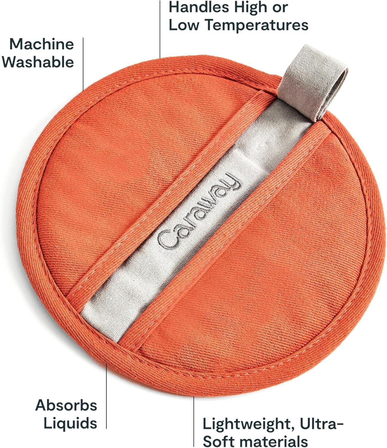 imageCaraway Pot Holders 100 Organic Cotton Pot Holder DoubleLayer Stain Resistant Stitching Resists High Heat amp Low Cold Temperatures Machine Washable CreamPerracotta