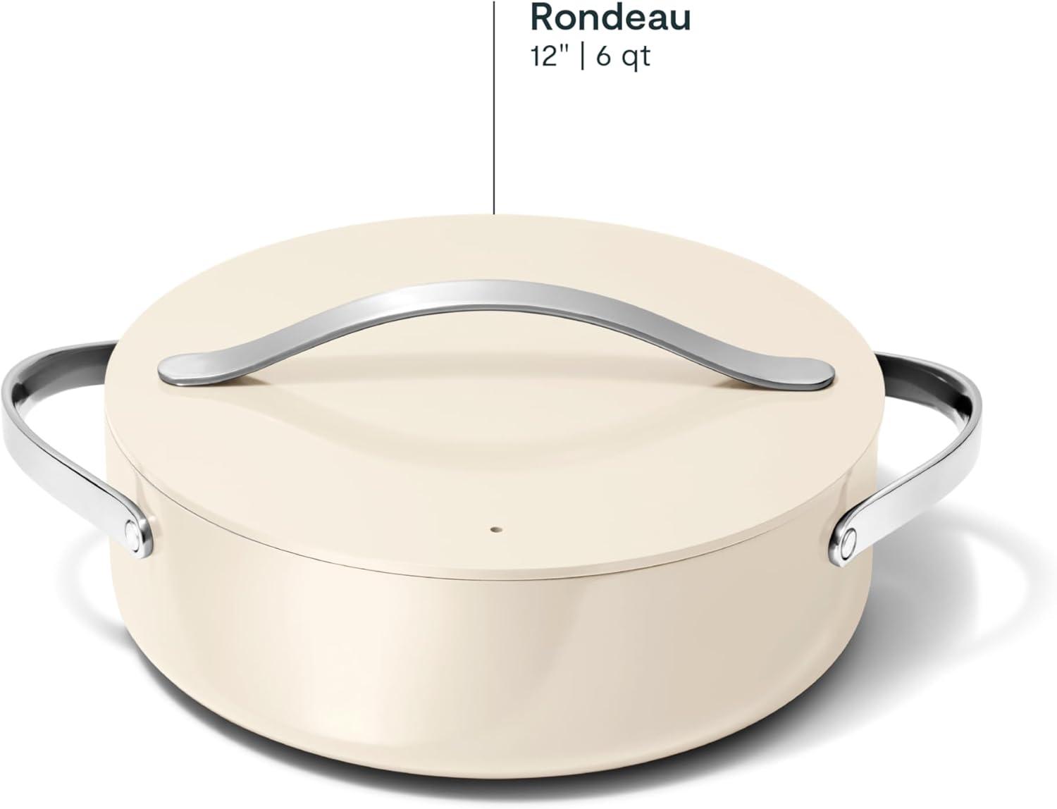 imageCaraway Rondeau 6 Qt NonStick Pan with Lid Free From Forever Chemicals Perfect for Searing Braising amp Roasting CreamCream