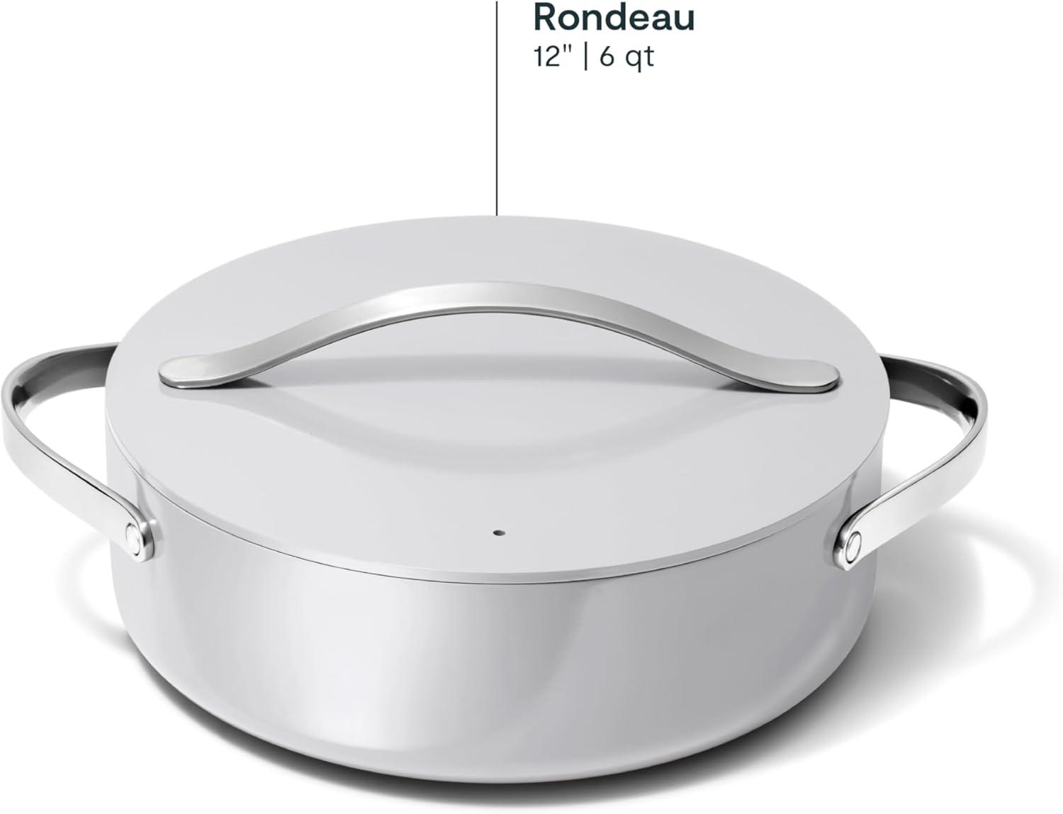imageCaraway Rondeau 6 Qt NonStick Pan with Lid Free From Forever Chemicals Perfect for Searing Braising amp Roasting CreamGray