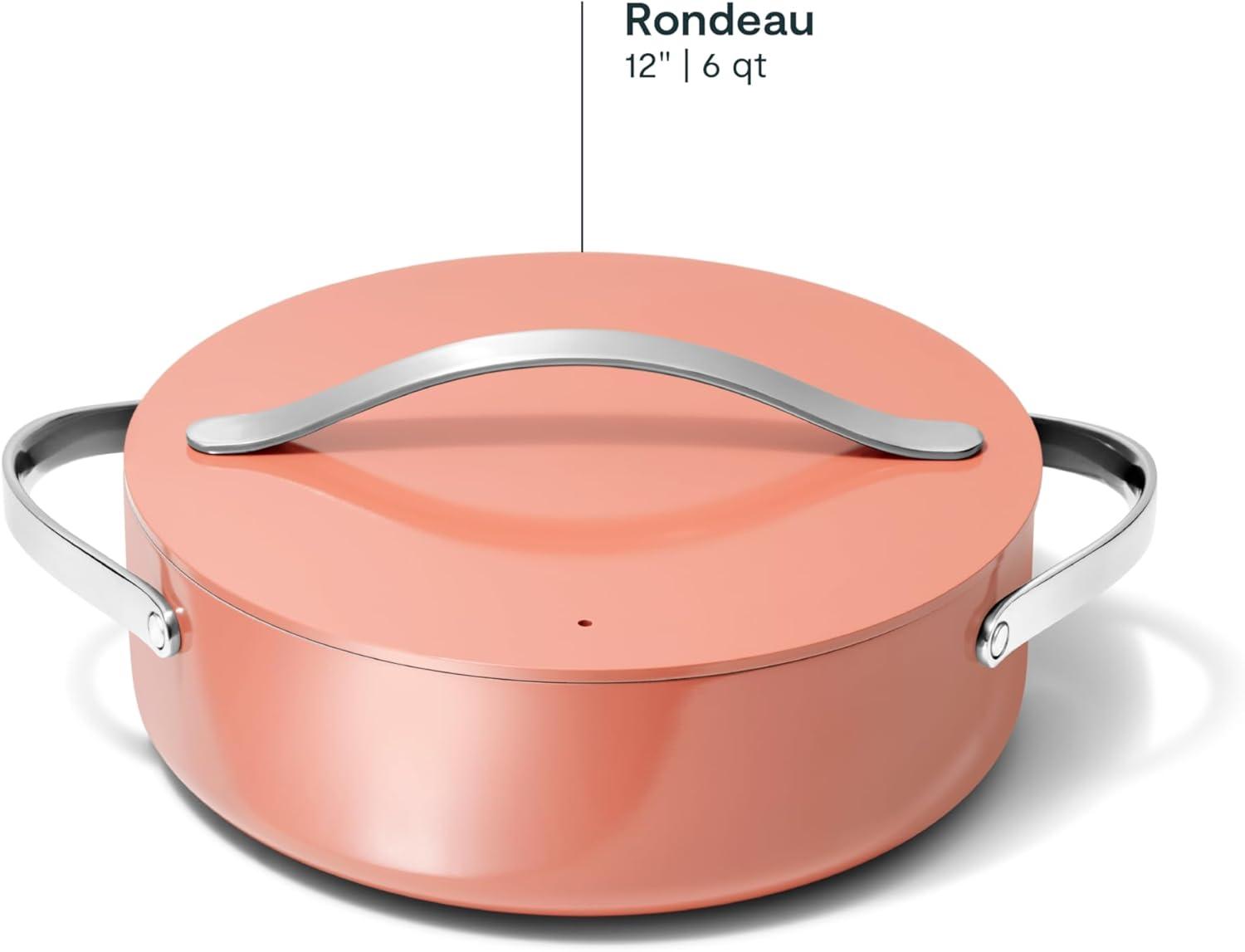 imageCaraway Rondeau 6 Qt NonStick Pan with Lid Free From Forever Chemicals Perfect for Searing Braising amp Roasting CreamPerracotta