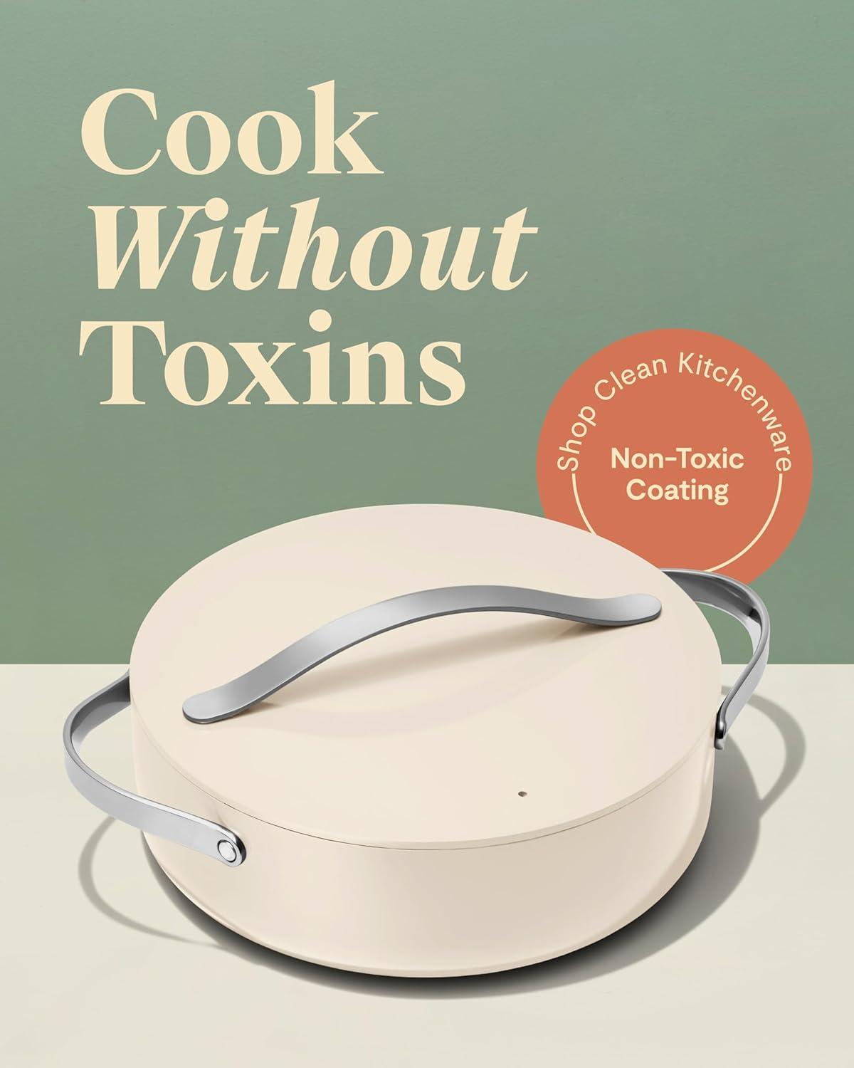 imageCaraway Rondeau 6 Qt NonStick Pan with Lid Free From Forever Chemicals Perfect for Searing Braising amp Roasting CreamSage