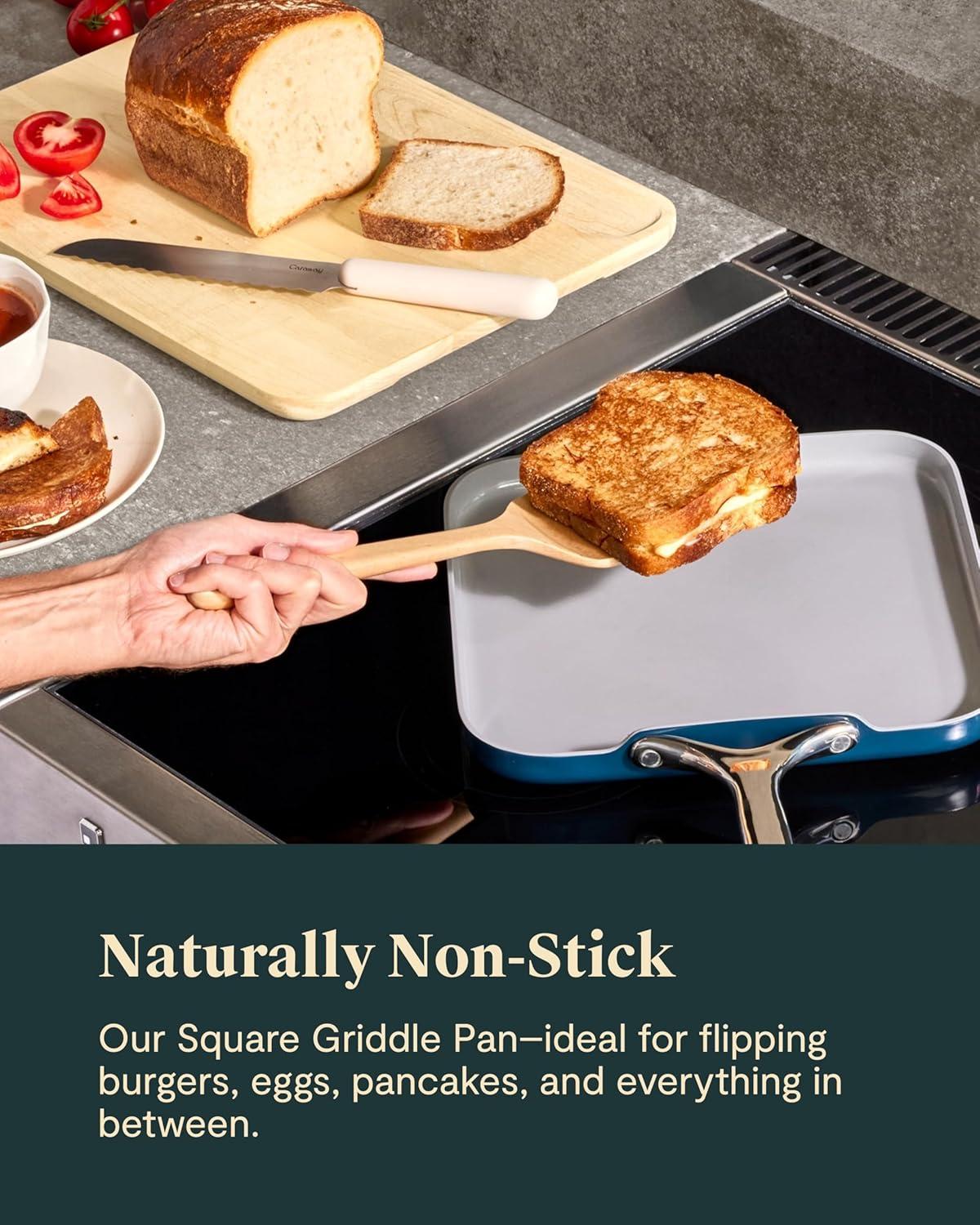 imageCaraway Square Griddle Pan 11 Square Pan NonStick Ceramic Coated Non Toxic PTFE amp PFOA Free Oven Safe amp Compatible with All Stovetops CreamBlack