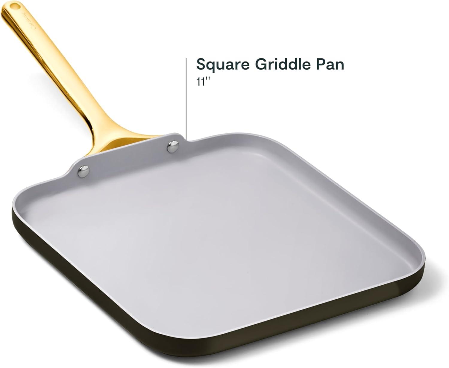 imageCaraway Square Griddle Pan 11 Square Pan NonStick Ceramic Coated Non Toxic PTFE amp PFOA Free Oven Safe amp Compatible with All Stovetops CreamBlack