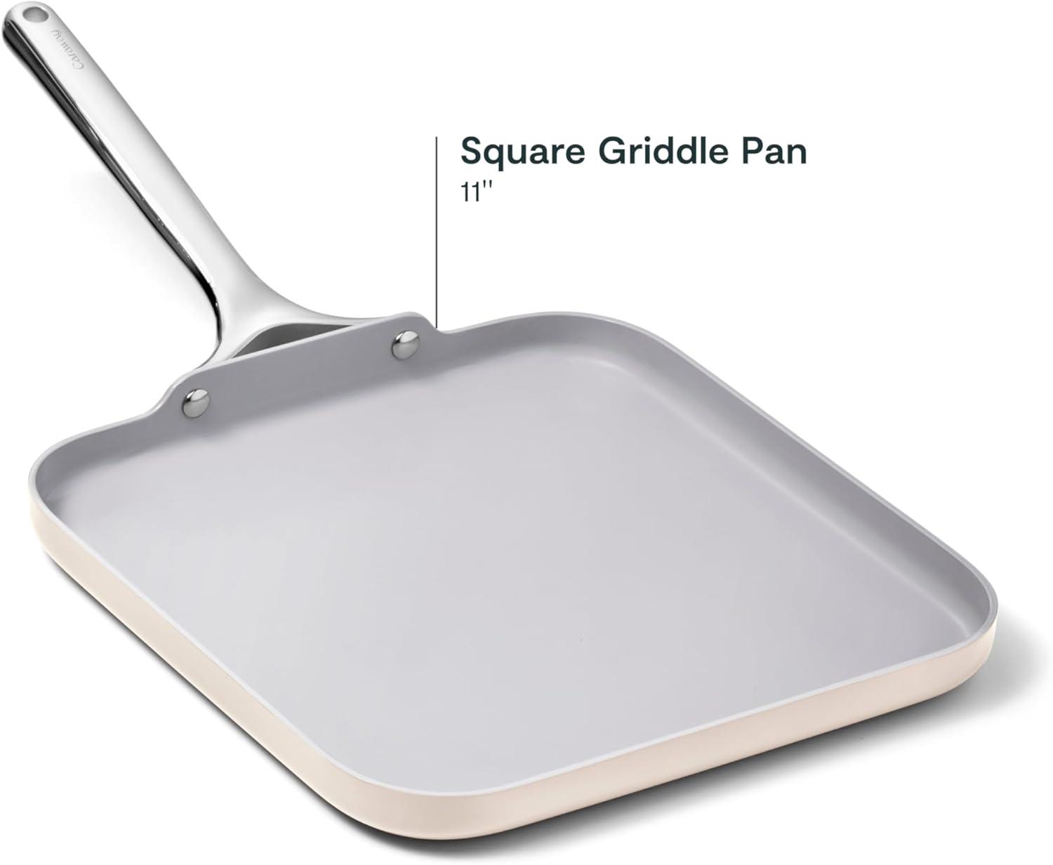 imageCaraway Square Griddle Pan 11 Square Pan NonStick Ceramic Coated Non Toxic PTFE amp PFOA Free Oven Safe amp Compatible with All Stovetops CreamCream