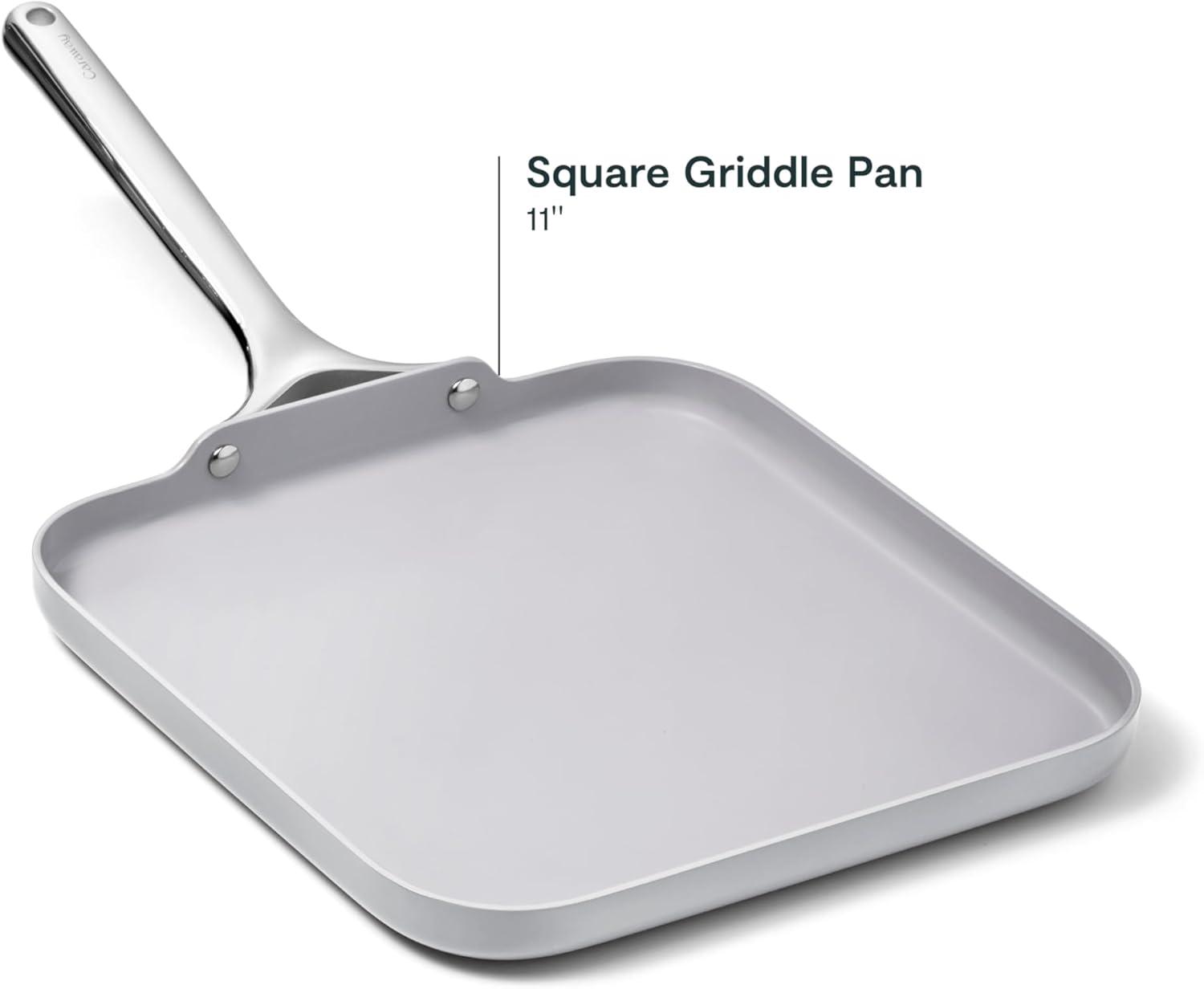 imageCaraway Square Griddle Pan 11 Square Pan NonStick Ceramic Coated Non Toxic PTFE amp PFOA Free Oven Safe amp Compatible with All Stovetops CreamGray