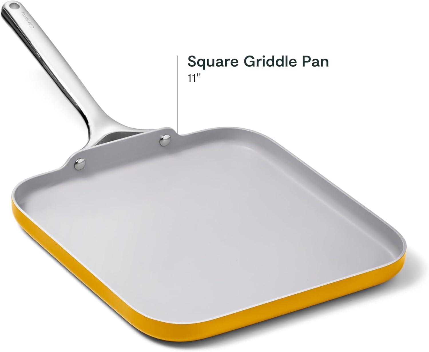 imageCaraway Square Griddle Pan 11 Square Pan NonStick Ceramic Coated Non Toxic PTFE amp PFOA Free Oven Safe amp Compatible with All Stovetops CreamMarigold