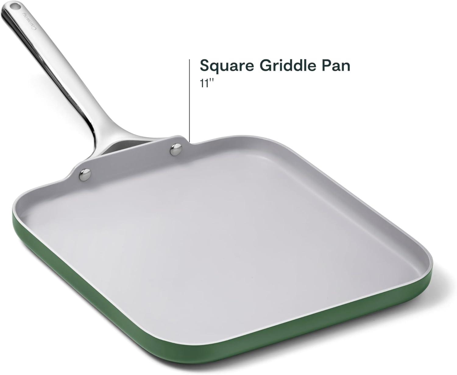 imageCaraway Square Griddle Pan 11 Square Pan NonStick Ceramic Coated Non Toxic PTFE amp PFOA Free Oven Safe amp Compatible with All Stovetops CreamSage