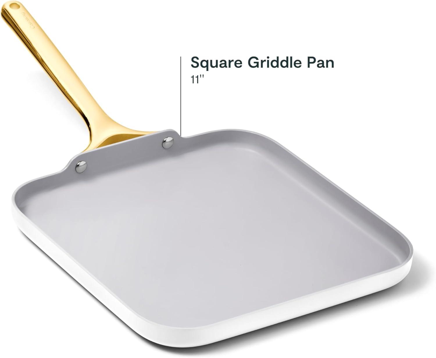 imageCaraway Square Griddle Pan 11 Square Pan NonStick Ceramic Coated Non Toxic PTFE amp PFOA Free Oven Safe amp Compatible with All Stovetops CreamWhite
