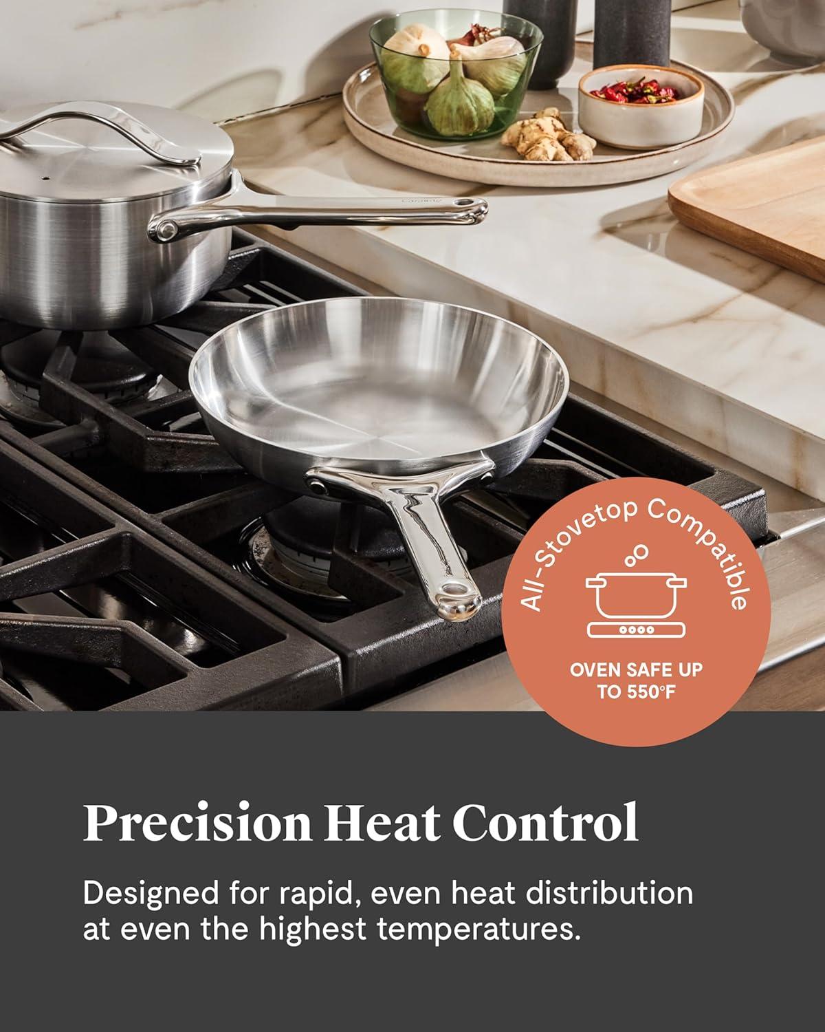 imageCaraway Stainless Steel Cookware Set 12 Piece 5Ply Stainless Steel Pots and Pans Set Includes Fry Sauce Saut Pan Dutch Oven and SpaceSaving Storage Non Toxic PTFE amp PFOA Free2pc Mini Duo