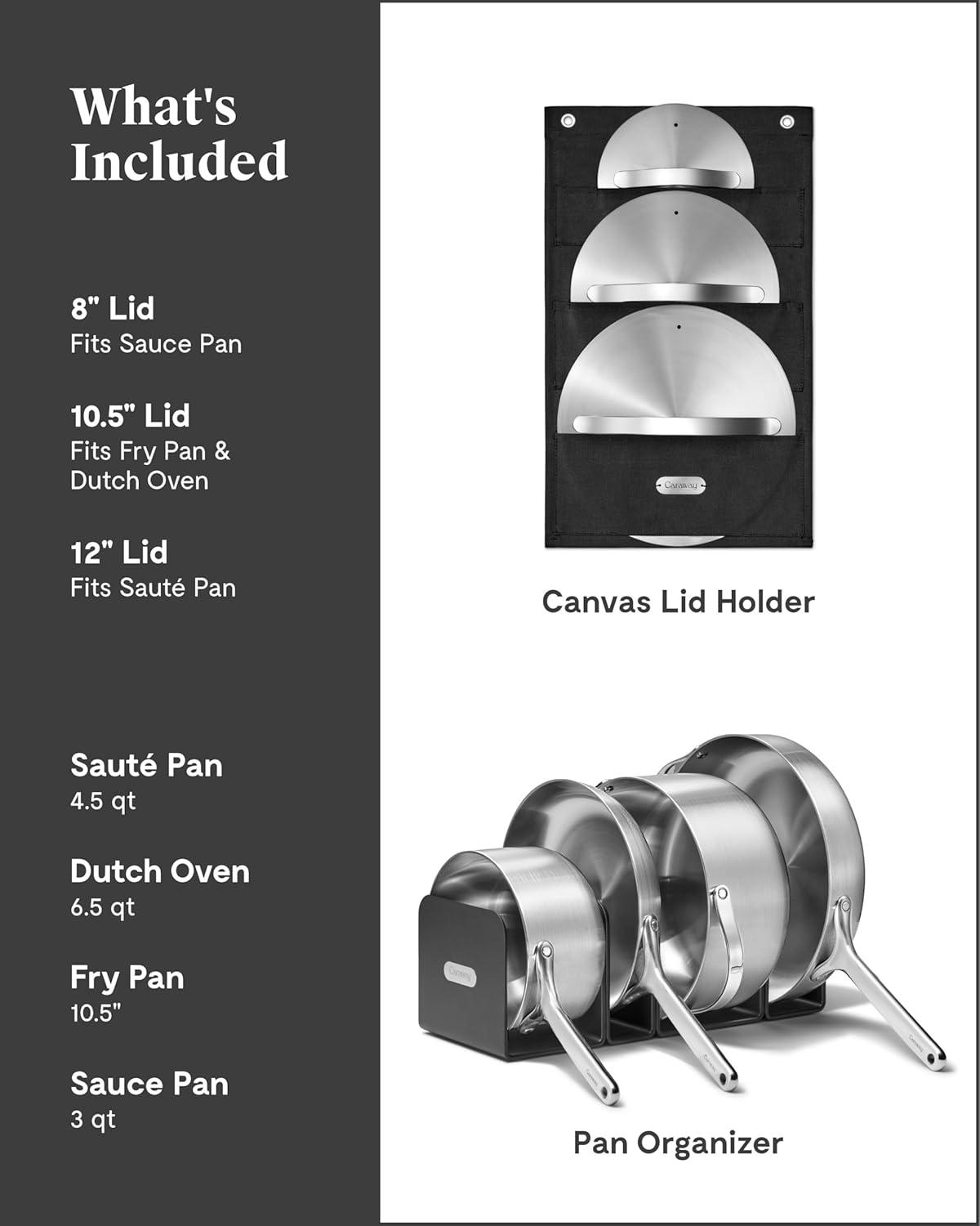 imageCaraway Stainless Steel Cookware Set 12 Piece 5Ply Stainless Steel Pots and Pans Set Includes Fry Sauce Saut Pan Dutch Oven and SpaceSaving Storage Non Toxic PTFE amp PFOA Free12pc Cookware Set