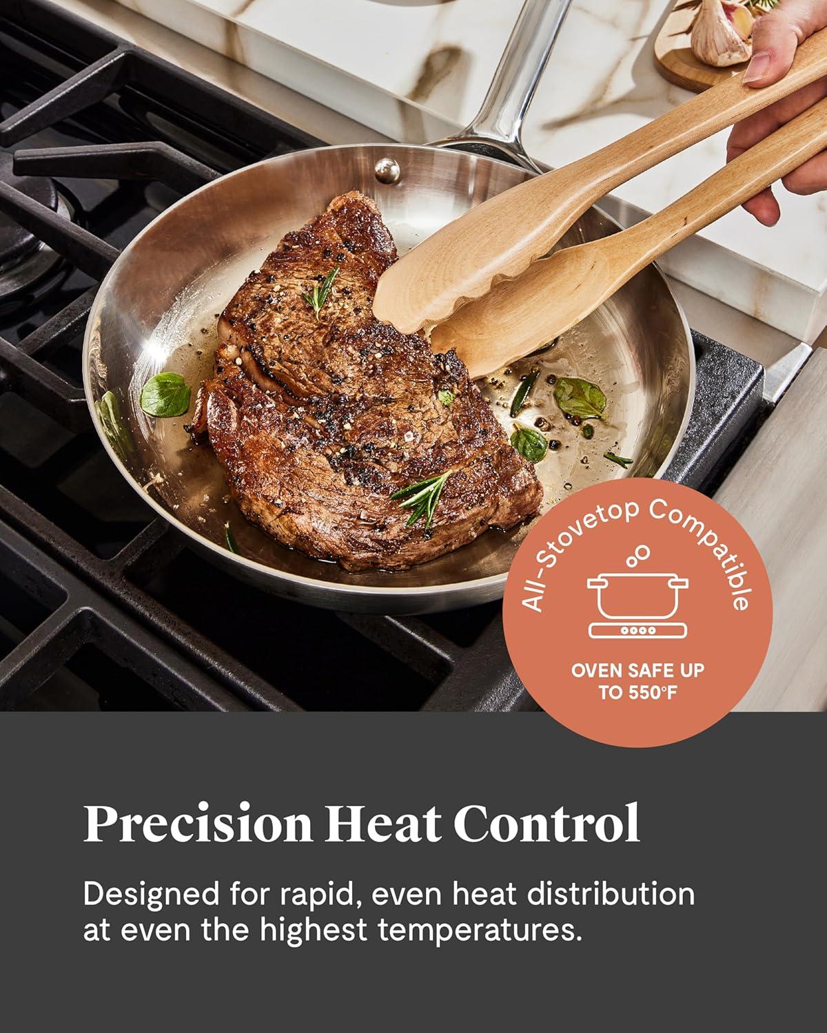 imageCaraway Stainless Steel Cookware Set 12 Piece 5Ply Stainless Steel Pots and Pans Set Includes Fry Sauce Saut Pan Dutch Oven and SpaceSaving Storage Non Toxic PTFE amp PFOA Free16pc Deluxe Cookware Set