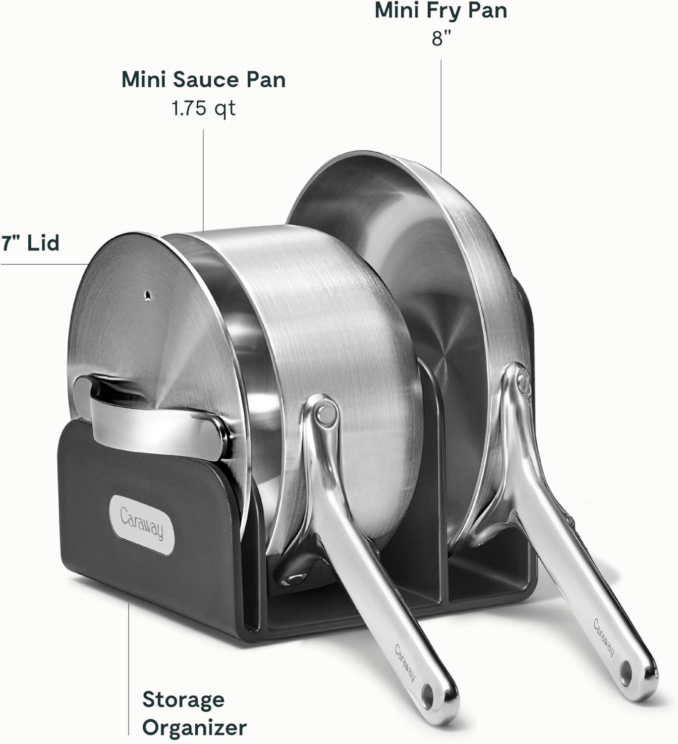imageCaraway Stainless Steel Cookware Set 12 Piece 5Ply Stainless Steel Pots and Pans Set Includes Fry Sauce Saut Pan Dutch Oven and SpaceSaving Storage Non Toxic PTFE amp PFOA Free2pc Mini Duo