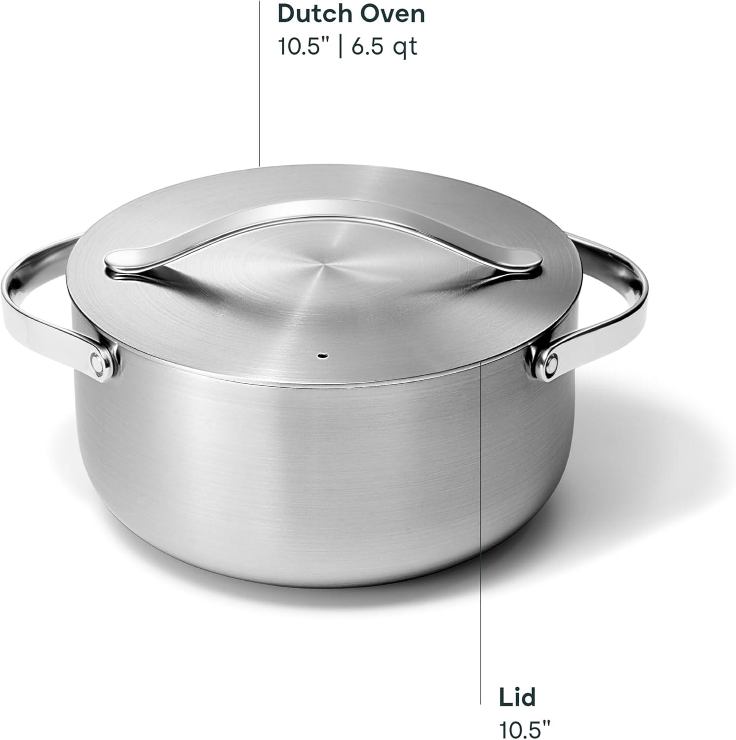 imageCaraway Stainless Steel Dutch Oven 65 Qt 5Ply Stainless Steel Oven Safe amp Stovetop Agnostic Non Toxic PTFE amp PFOA Free