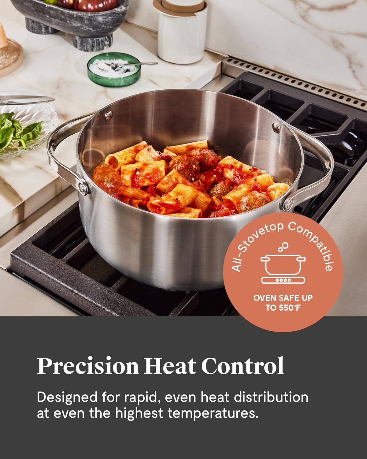 imageCaraway Stainless Steel Dutch Oven 65 Qt amp Steamer 5Ply Stainless Steel Oven Safe amp Stovetop Agnostic Non Toxic PTFE amp PFOA Free