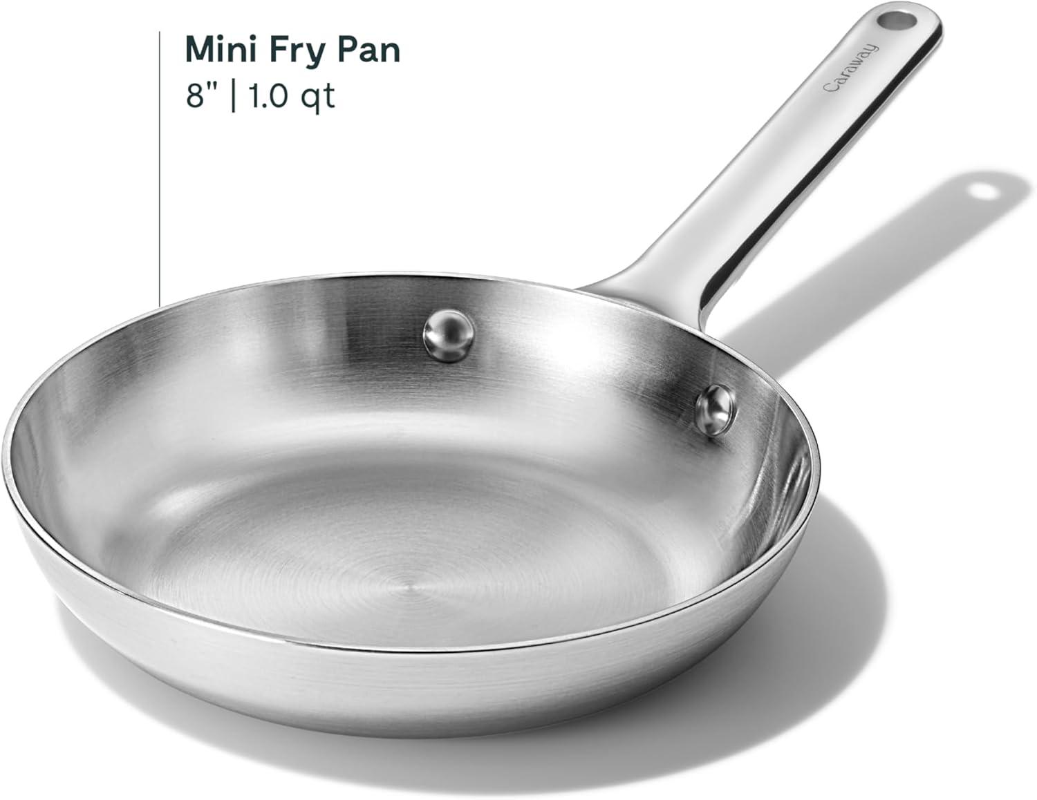 imageCaraway Stainless Steel Fry Pan 27 qt 105 5Ply Stainless Steel Pan Oven Safe amp Stovetop Agnostic Non Toxic PTFE amp PFOA Free8 IN