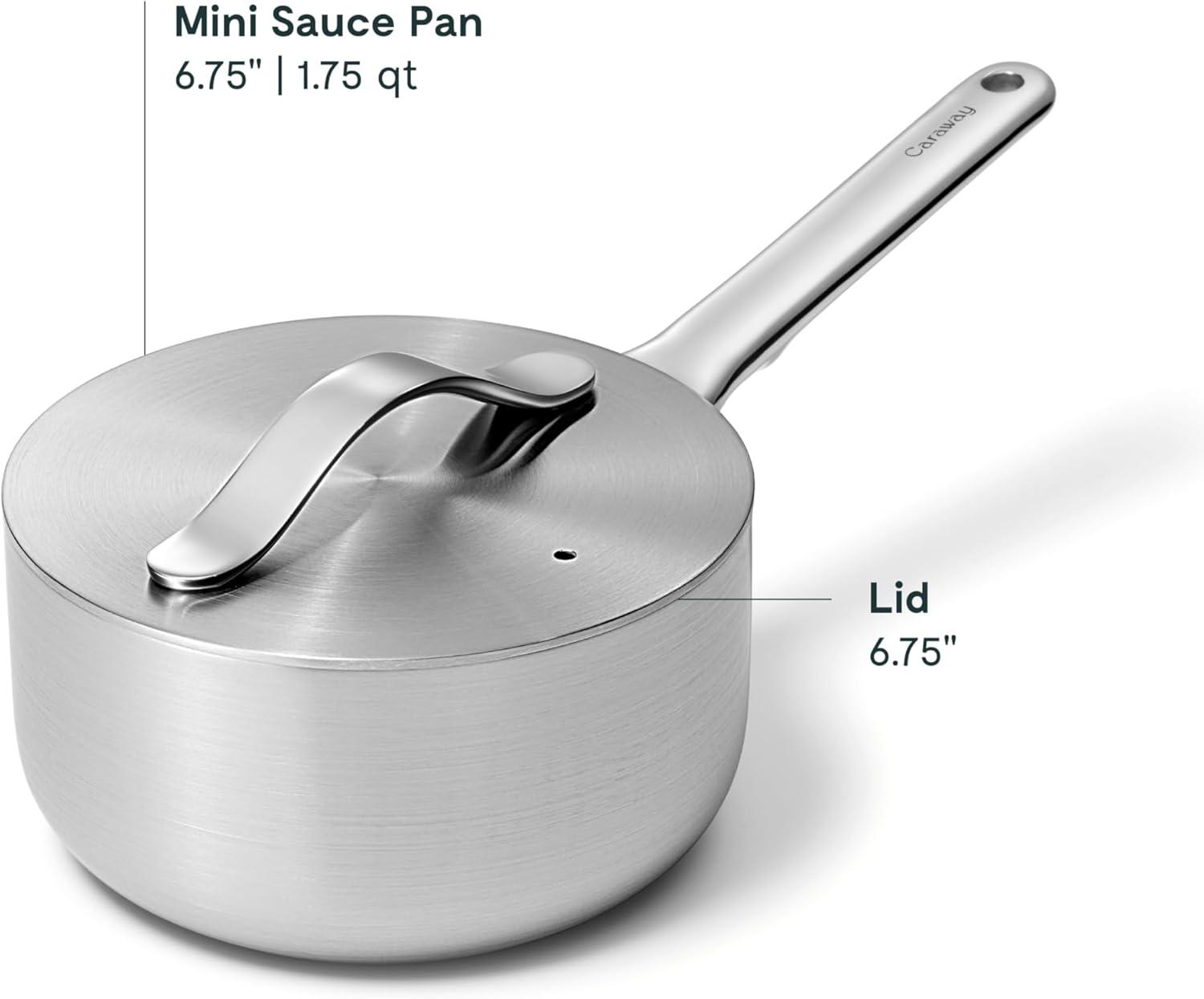 imageCaraway Stainless Steel Sauce Pan 3 Qt 5Ply Stainless Steel Oven Safe amp Stovetop Agnostic Non Toxic PTFE amp PFOA Free175 Qt