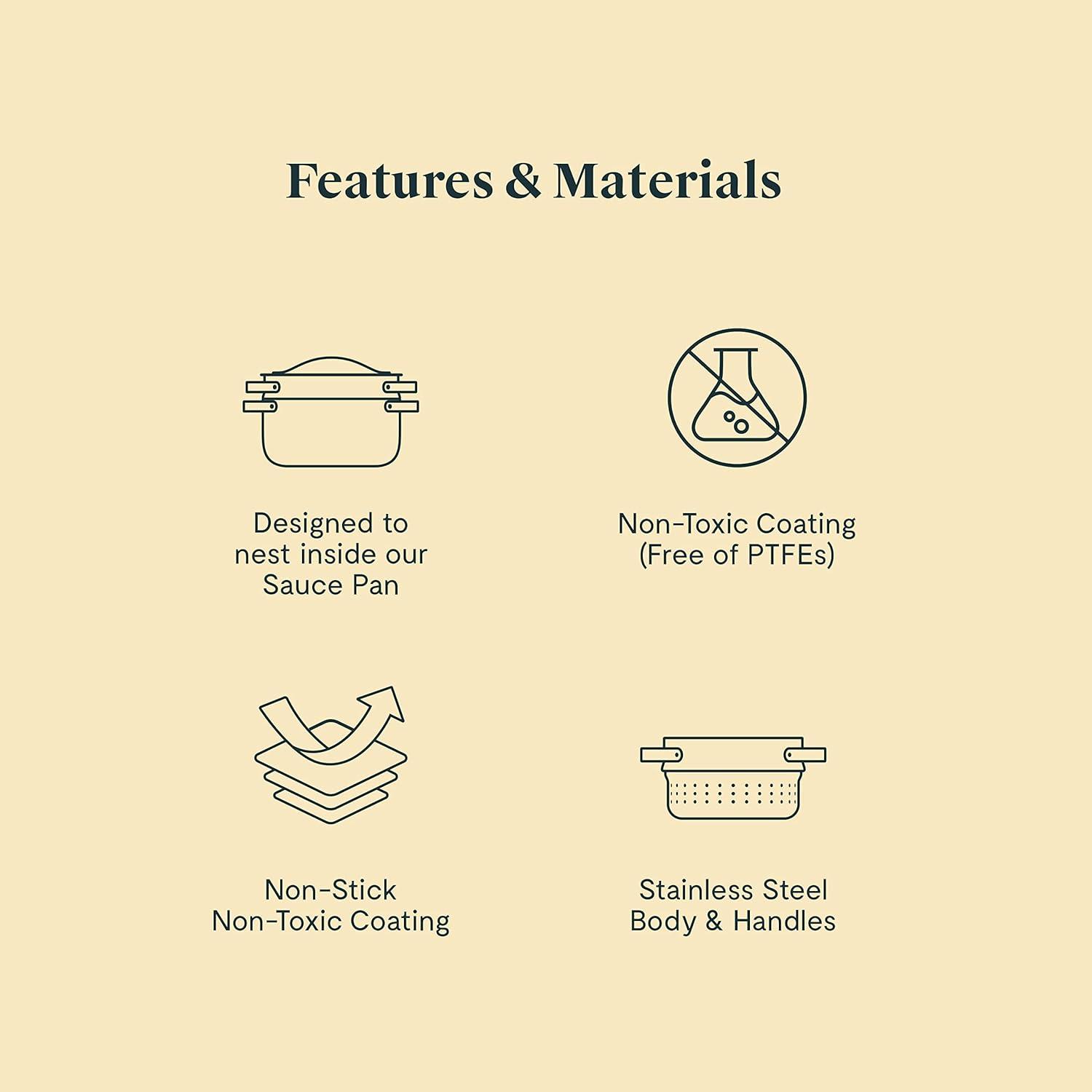 imageCaraway Steamer Stainless Steel Steamer with Handles Non Stick Non Toxic Coating Steam Veggies Seafood and More Compatible With Our Dutch Oven or Sauce Pan Small 3qt GoldStainless Steel