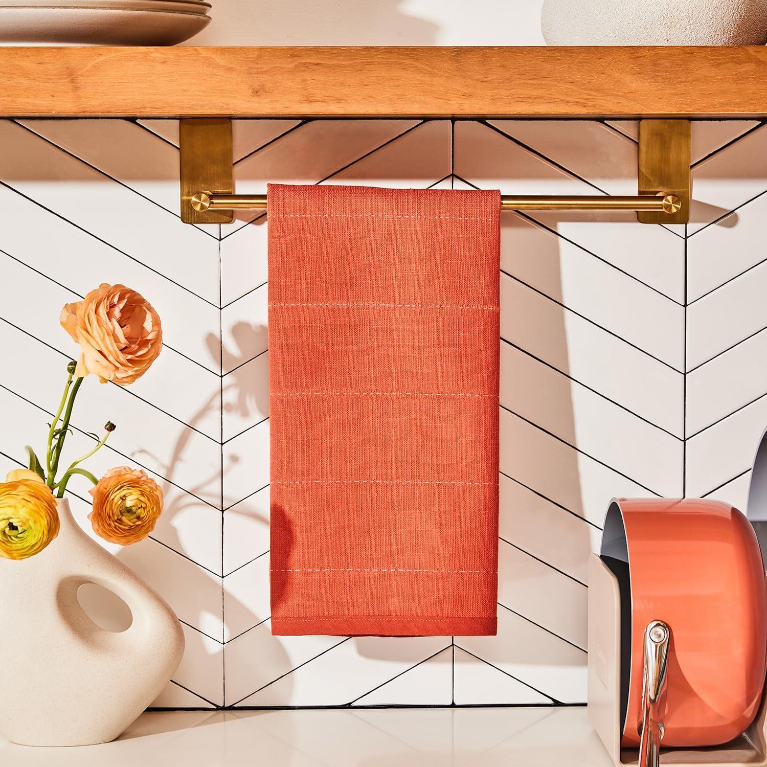 imageCaraway Tea Towels Reusable Dish Towels Made from 100 Organic Cotton Highly Absorbent amp LintFree Perfect for Kitchen Cleanup or Table Setting Extra Large Size CreamPerracotta