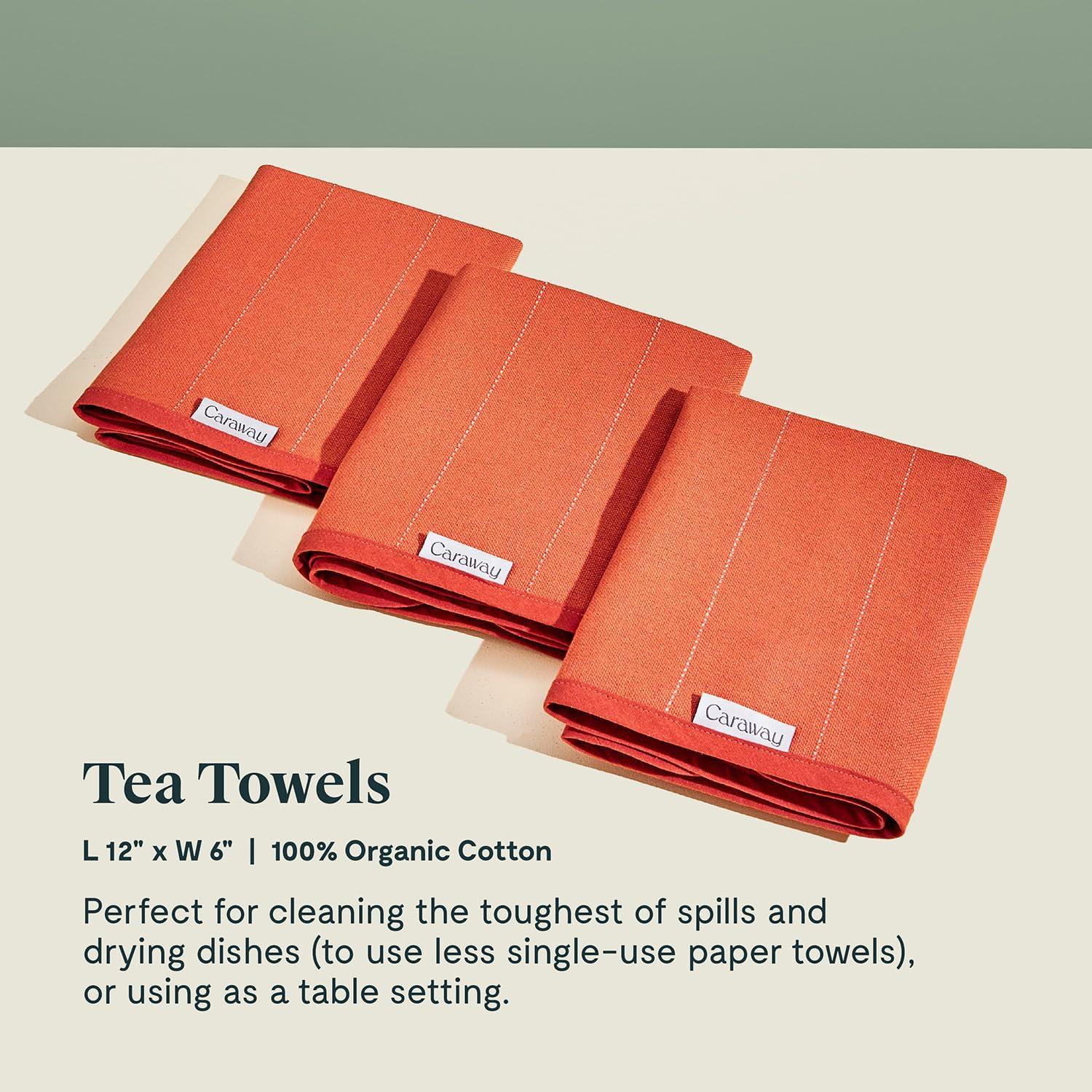 imageCaraway Tea Towels Reusable Dish Towels Made from 100 Organic Cotton Highly Absorbent amp LintFree Perfect for Kitchen Cleanup or Table Setting Extra Large Size CreamPerracotta